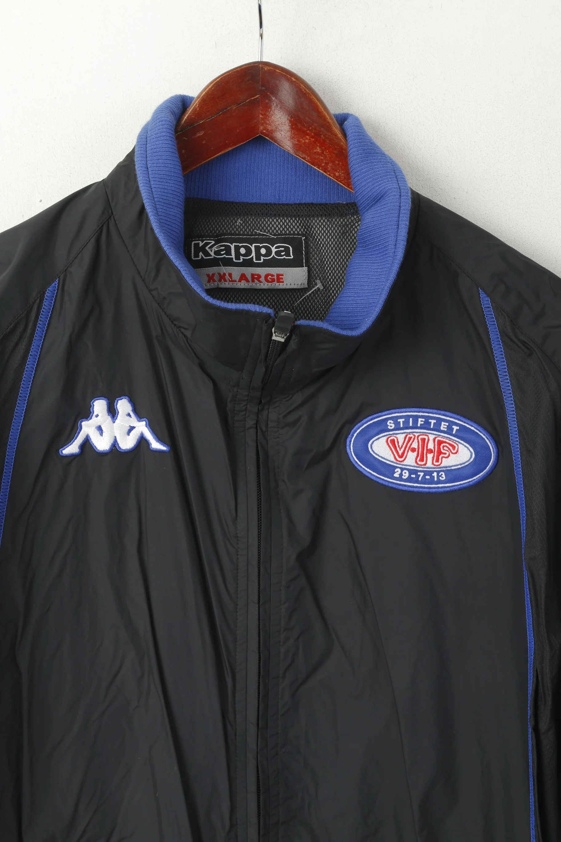 Kappa Men XXL (XL) Jacket Black Nylon VIF Stiftet Vintage Full Zip Sportswear Top - Image 2