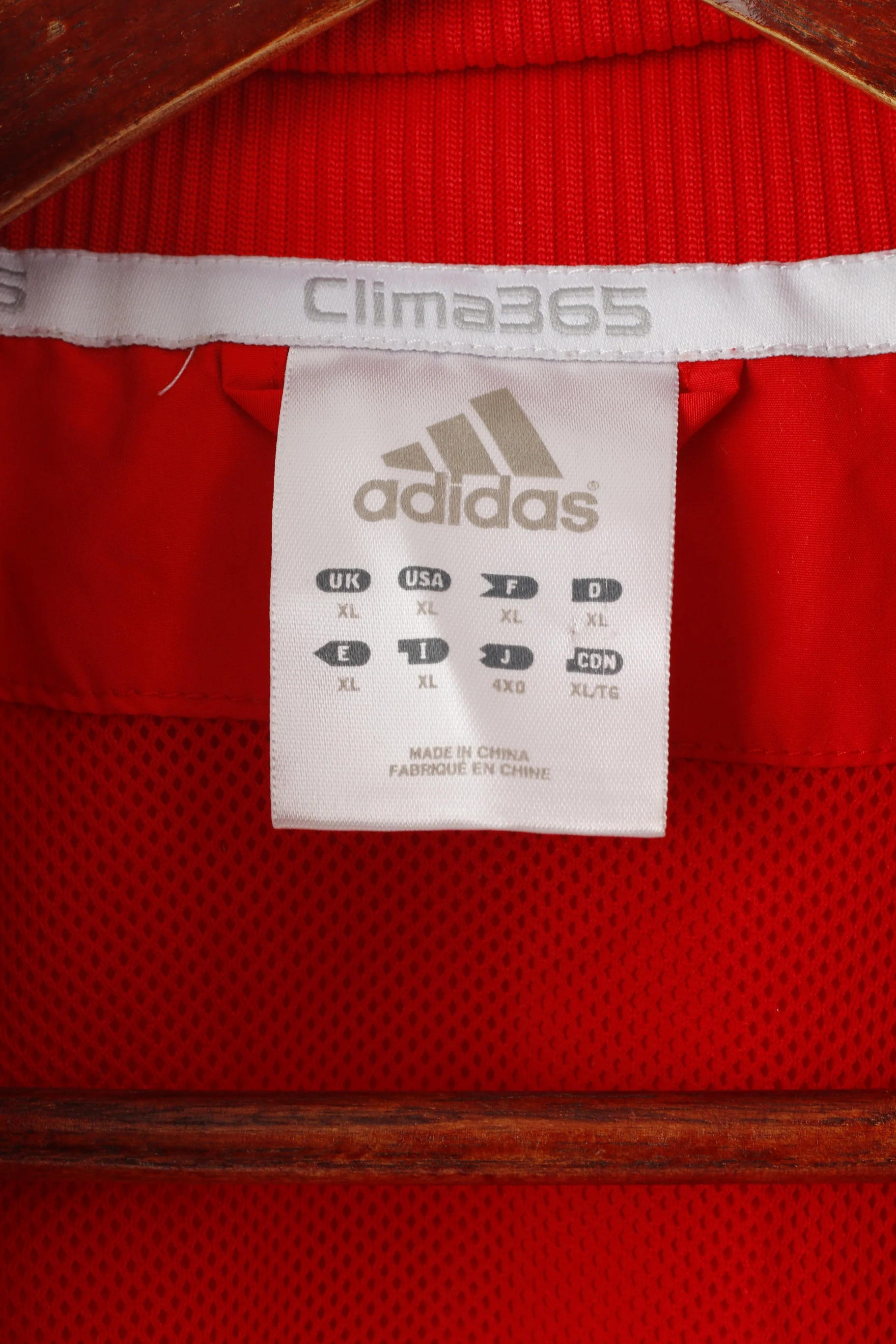 Adidas Men XL Jacket Red Clima 365 Bomber Sportwear Full Zipper Sport Top - Image 4