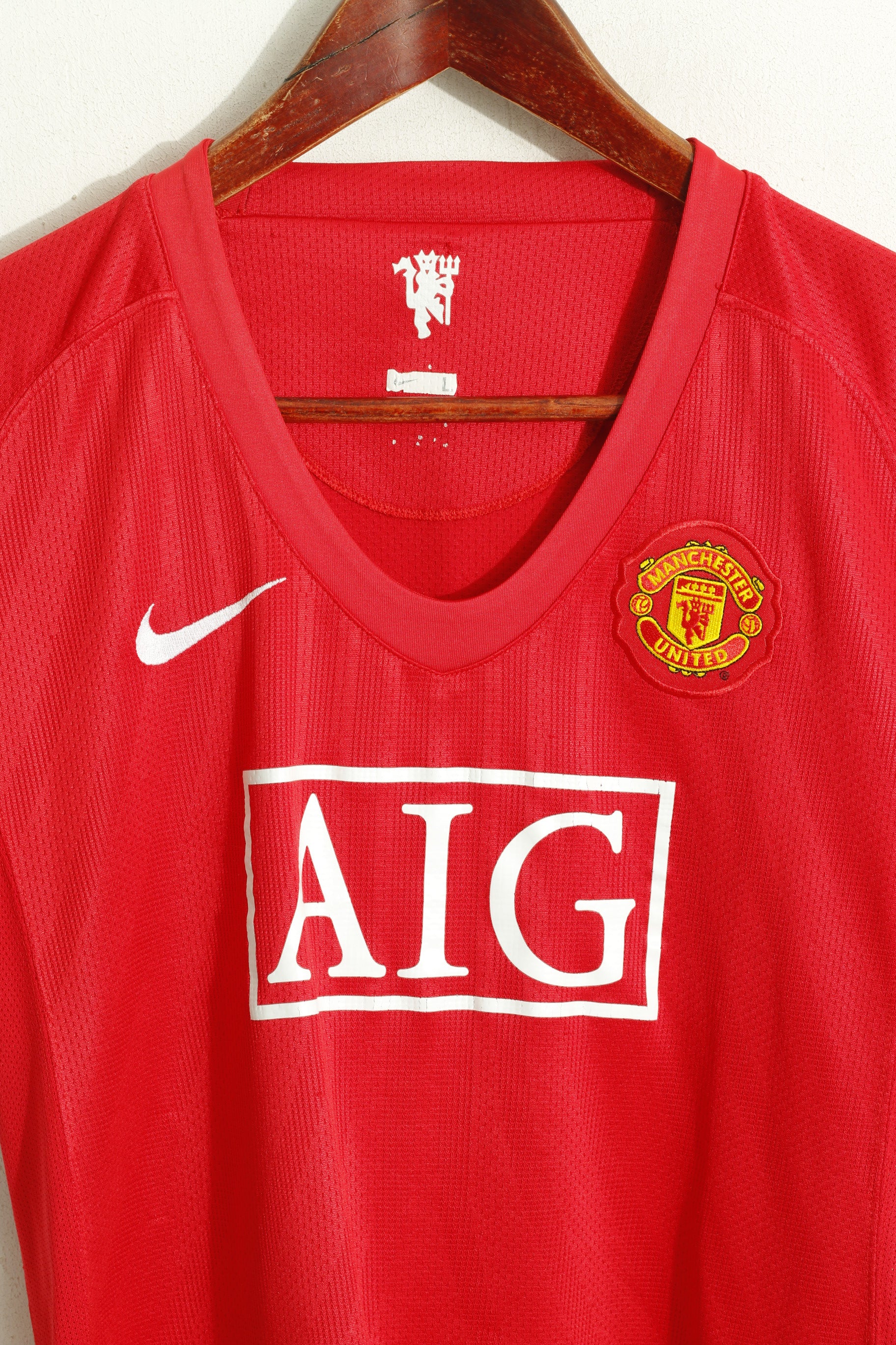 Nike Manchester United Women L Shirt Red Football V Neck Sportwear Jersey Top - Image 2