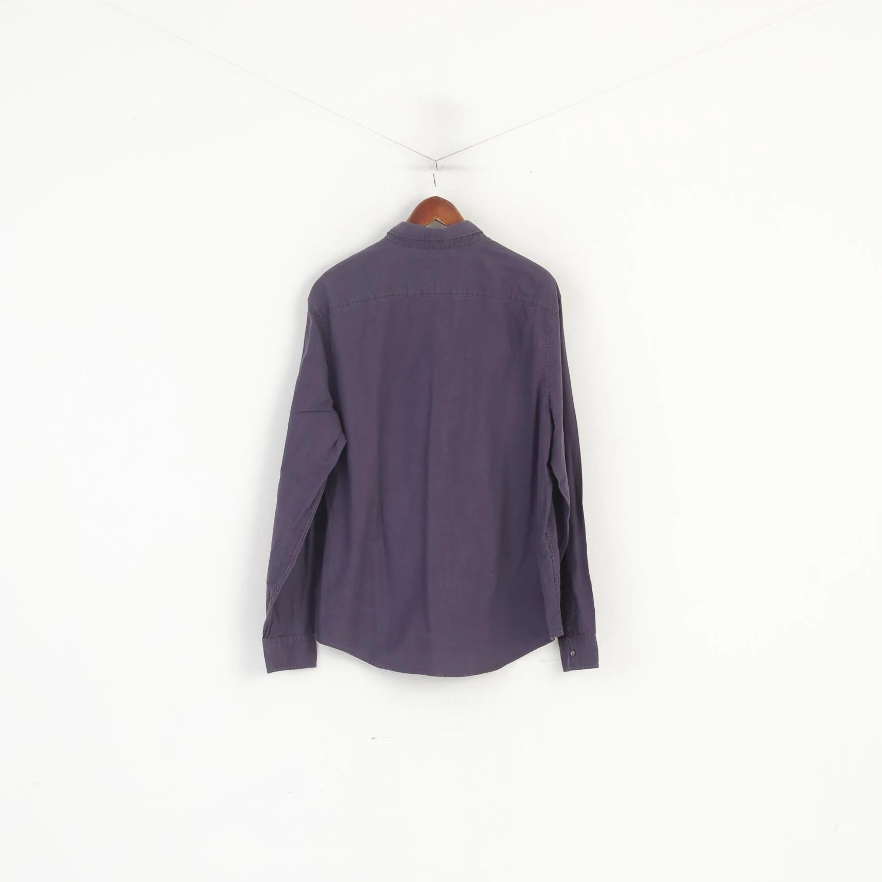 Penguin Men XXL Casual Shirt Purple Cotton Slim Fit Stretch Long Sleeve Top - Image 6