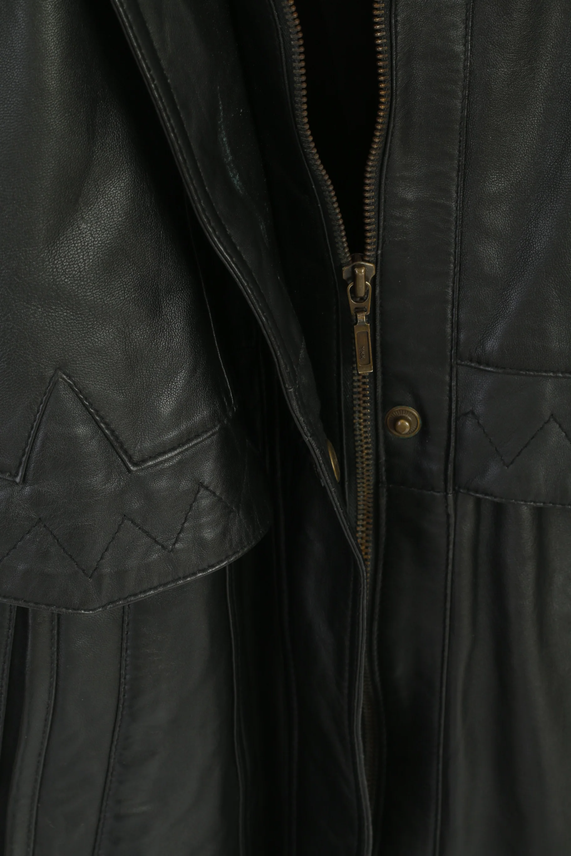 Canada C&A Women 18 44 Leather Jacket Black Vintage Shoulder Pads Retro Coat - Image 4