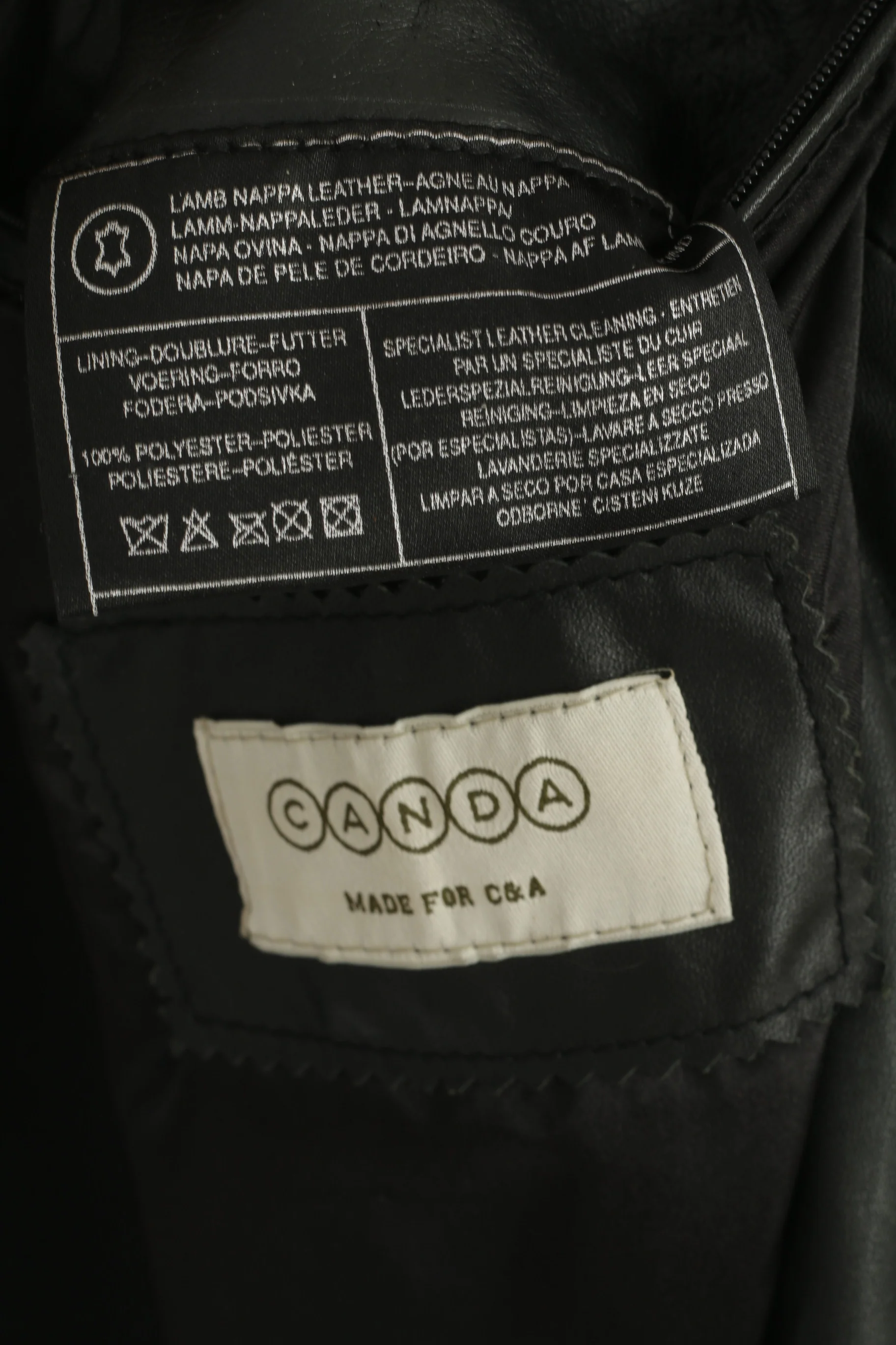 Canada C&A Women 18 44 Leather Jacket Black Vintage Shoulder Pads Retro Coat - Image 6