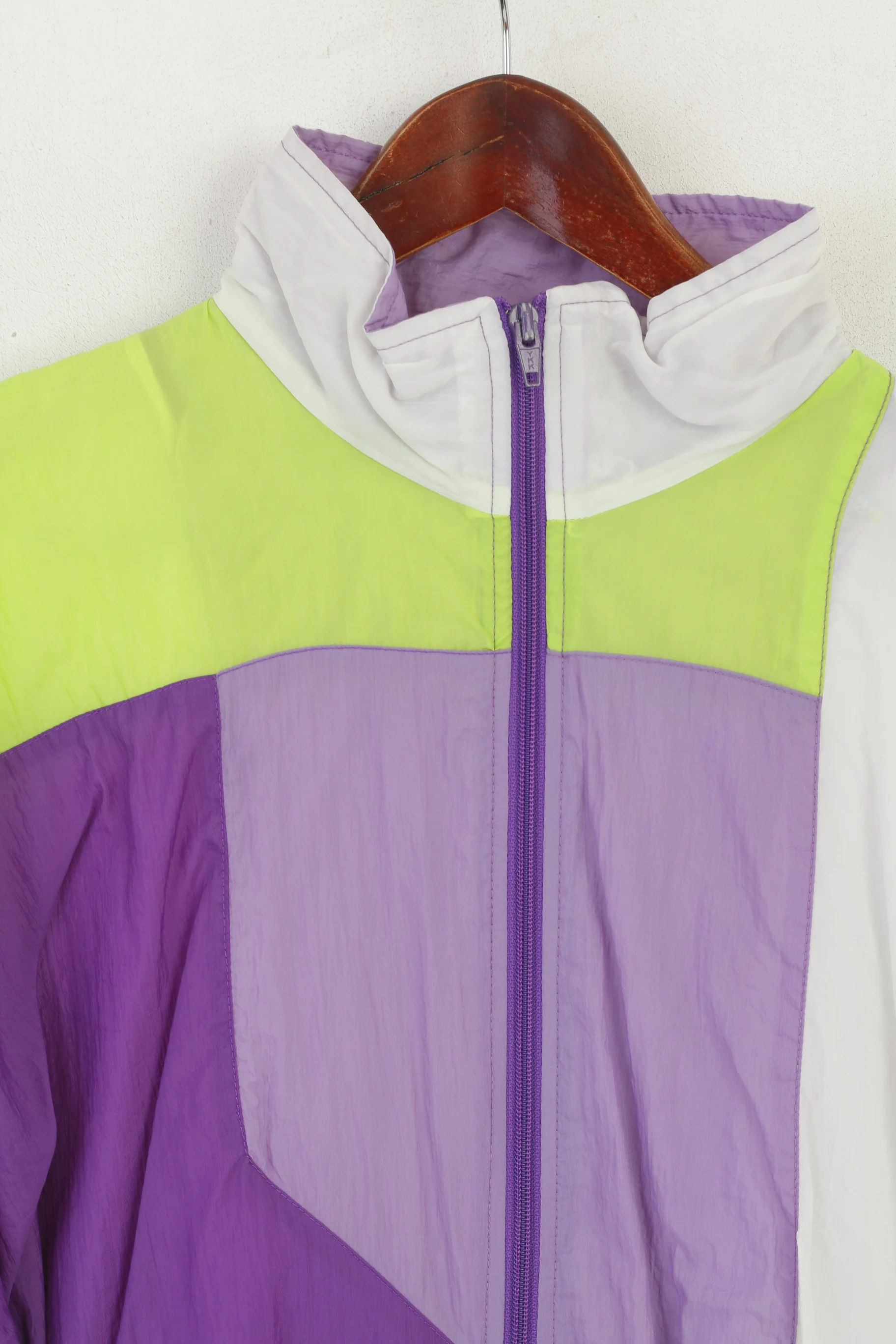 Active Swiss Design Men M Jacket Shiny Vintage Purple Nylon Bomber Full Zip Sport Top - Image 2