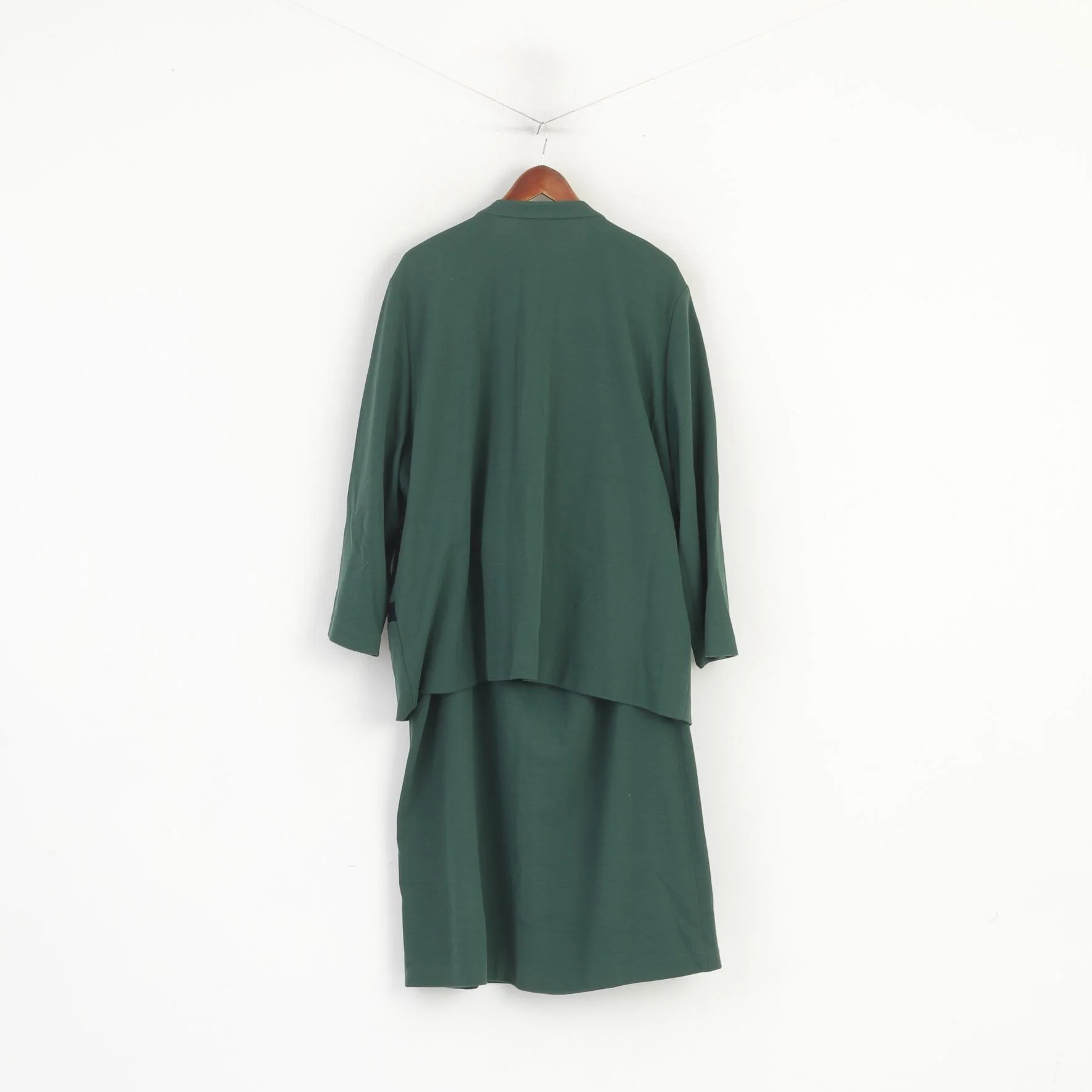 Franken Walder Women 52 XXL Suit Green 2 Piece Green Vintage Jacket Skirt Wool Blend - Image 2