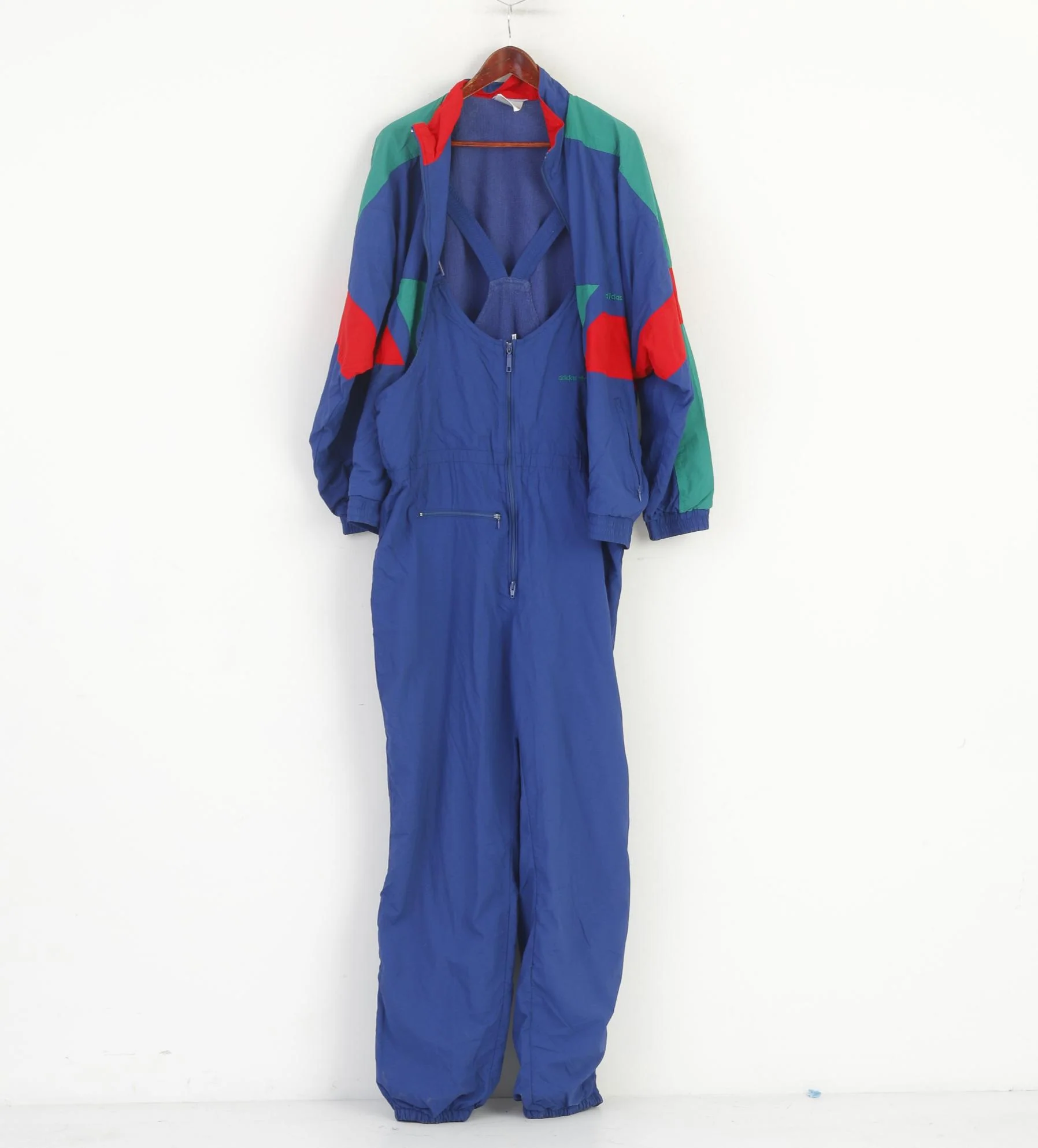 Adidas Men 56 XL Tracksuit Blue Vintage Bib Tights Trousers Track Jacket Oldschool Set - Image 2