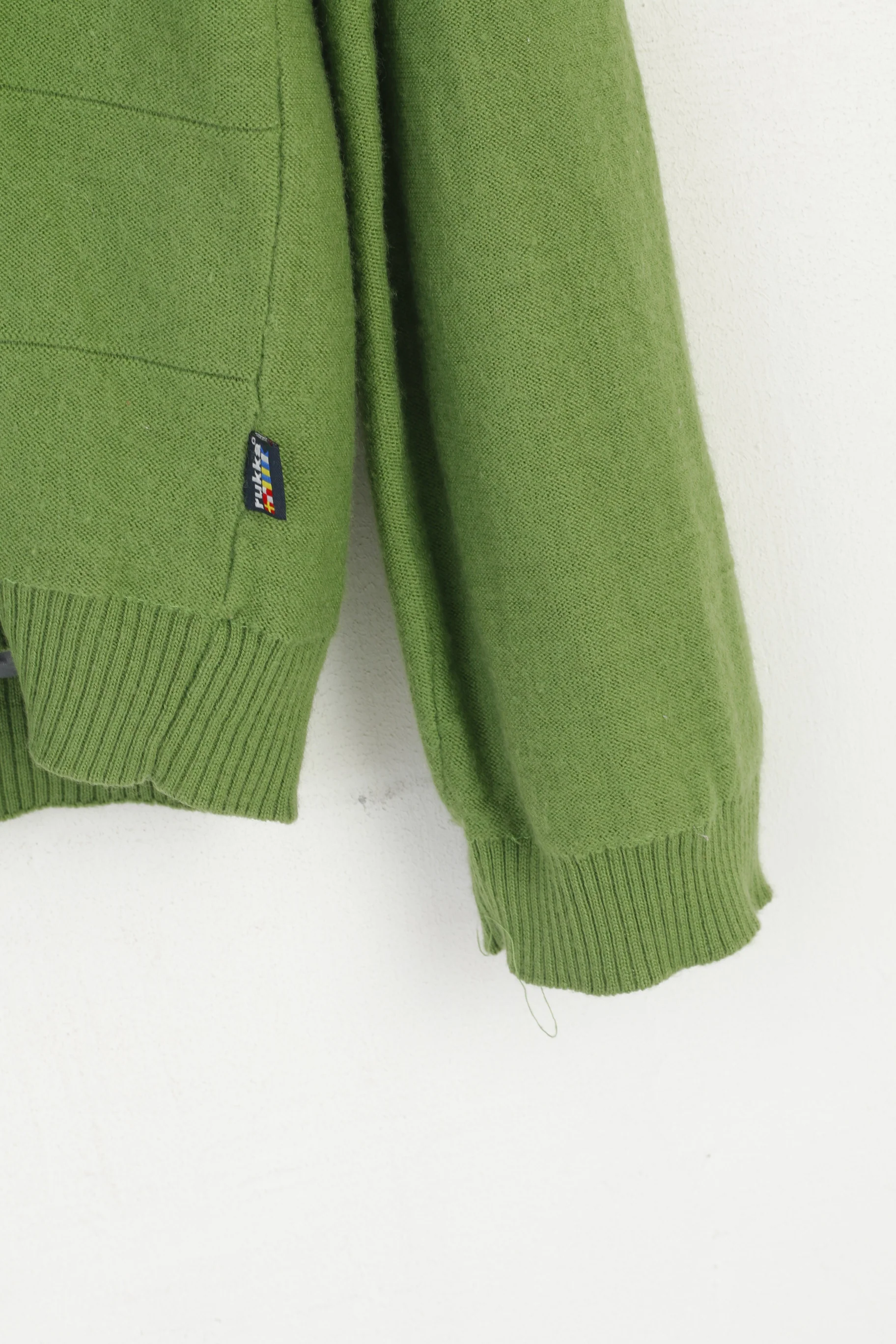Rukka Men 54 XL (L) Jumper Green Wool Lined Outdoor V Neck Sweater - Image 3