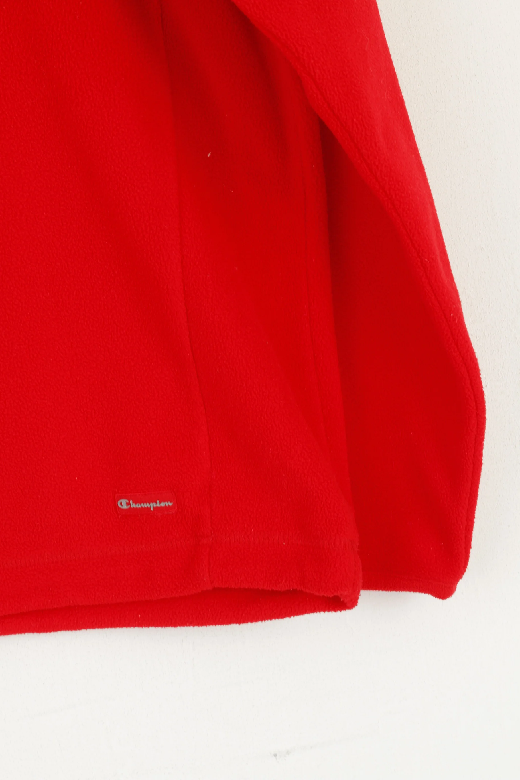 Champion Women L Fleece Top Red Vintage Stand Up Collar Sportswear Sweatshirt - Image 3