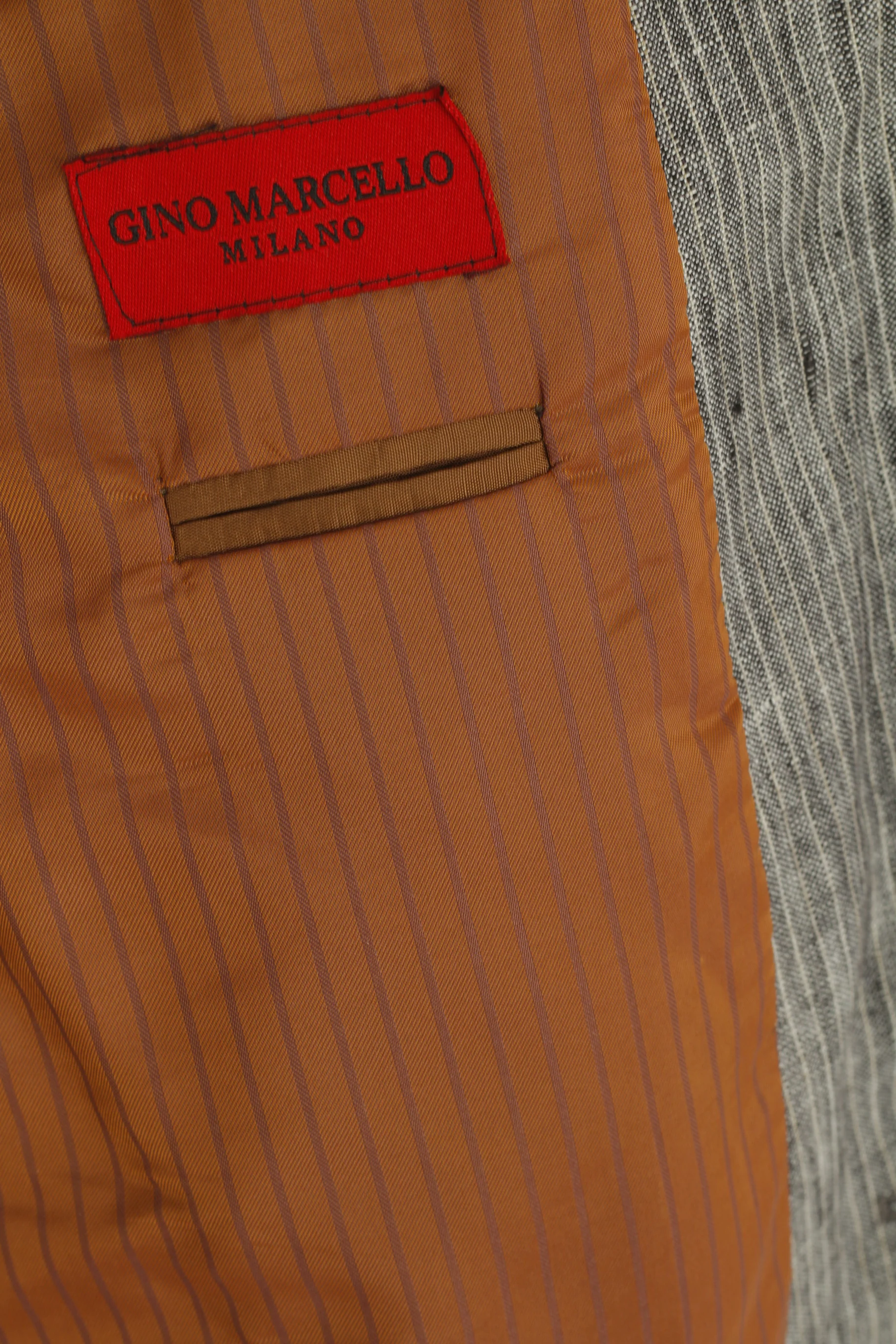 Gino Marcello Men 50 40 Blazer Grey Striped 100% Linen Single Breasted Jacket - Image 5
