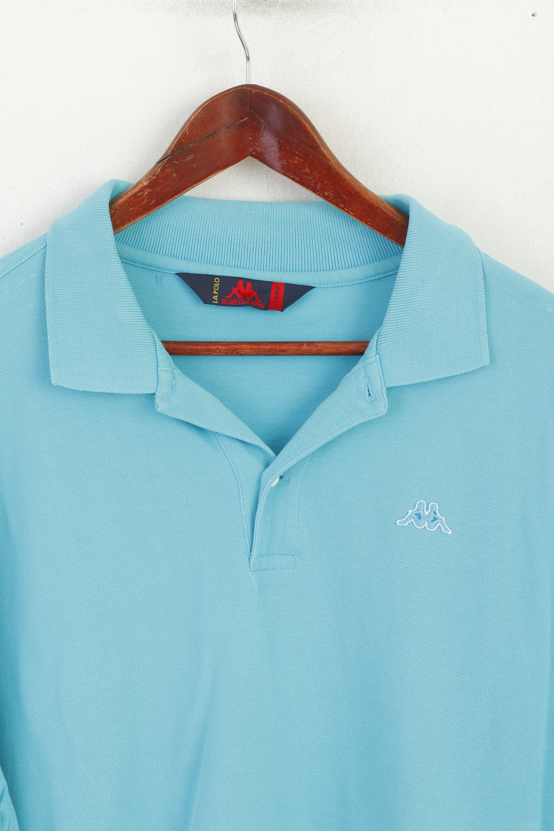 Robe Di Kappa Men XXL Polo Shirt Turquoise Cotton Classic Plain Vintage Top - Image 2