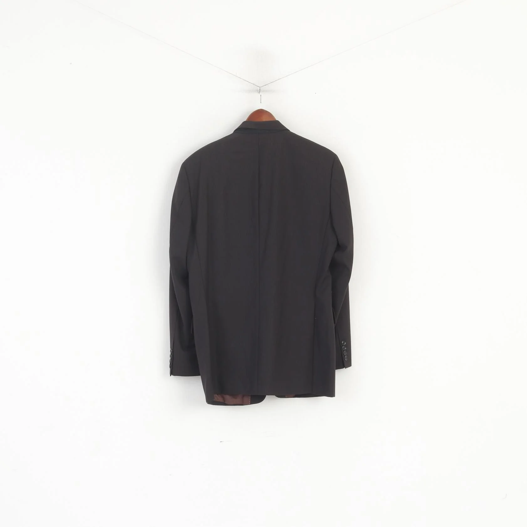 Pierre Cardin Men 50 40 Blazer Black Brown Striped Wool Shiny Single Breasted Jacket - Image 7