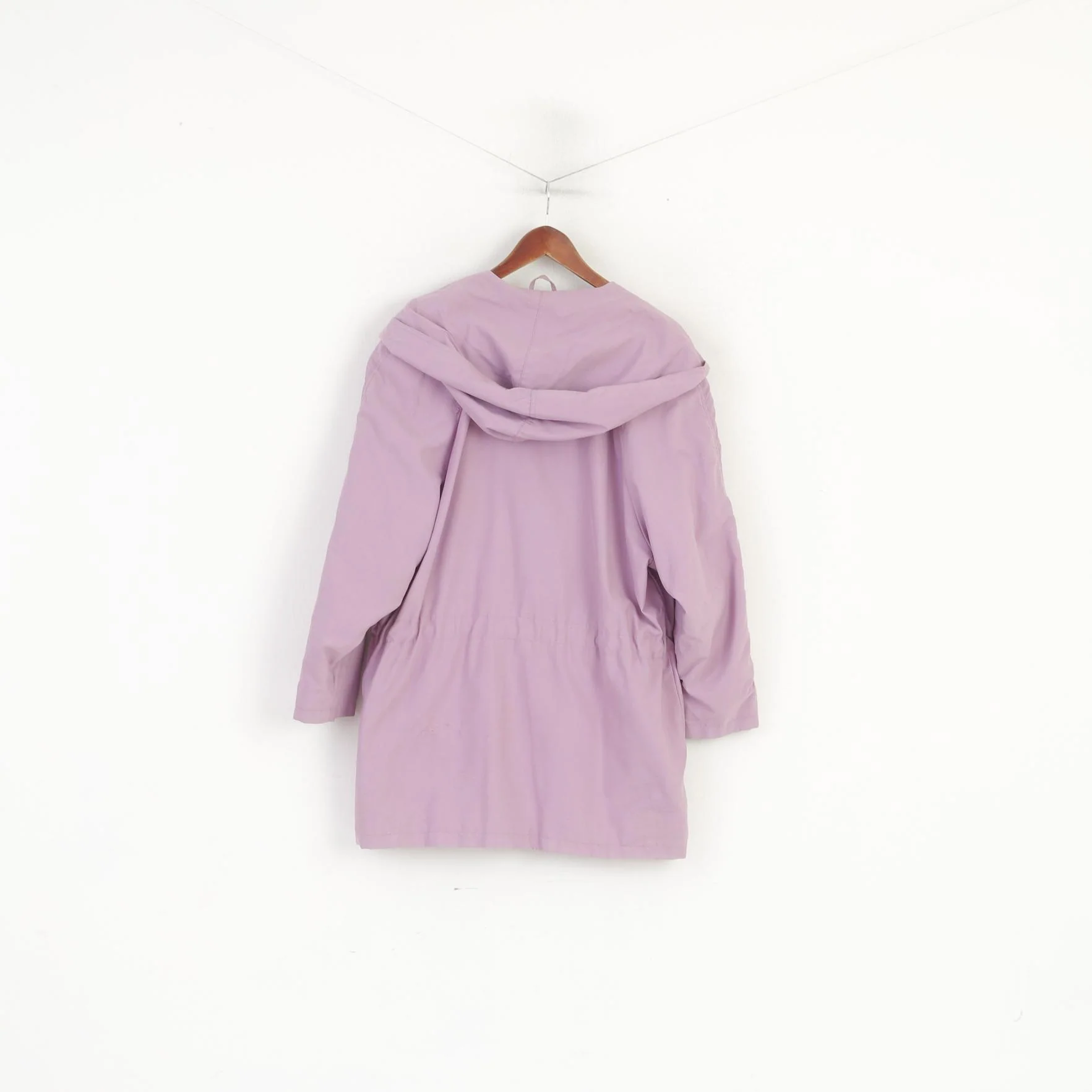 Vintage Women 38 M Jacket Violet Micro Faser Hooded Shoulder Pads Retro Top - Image 8