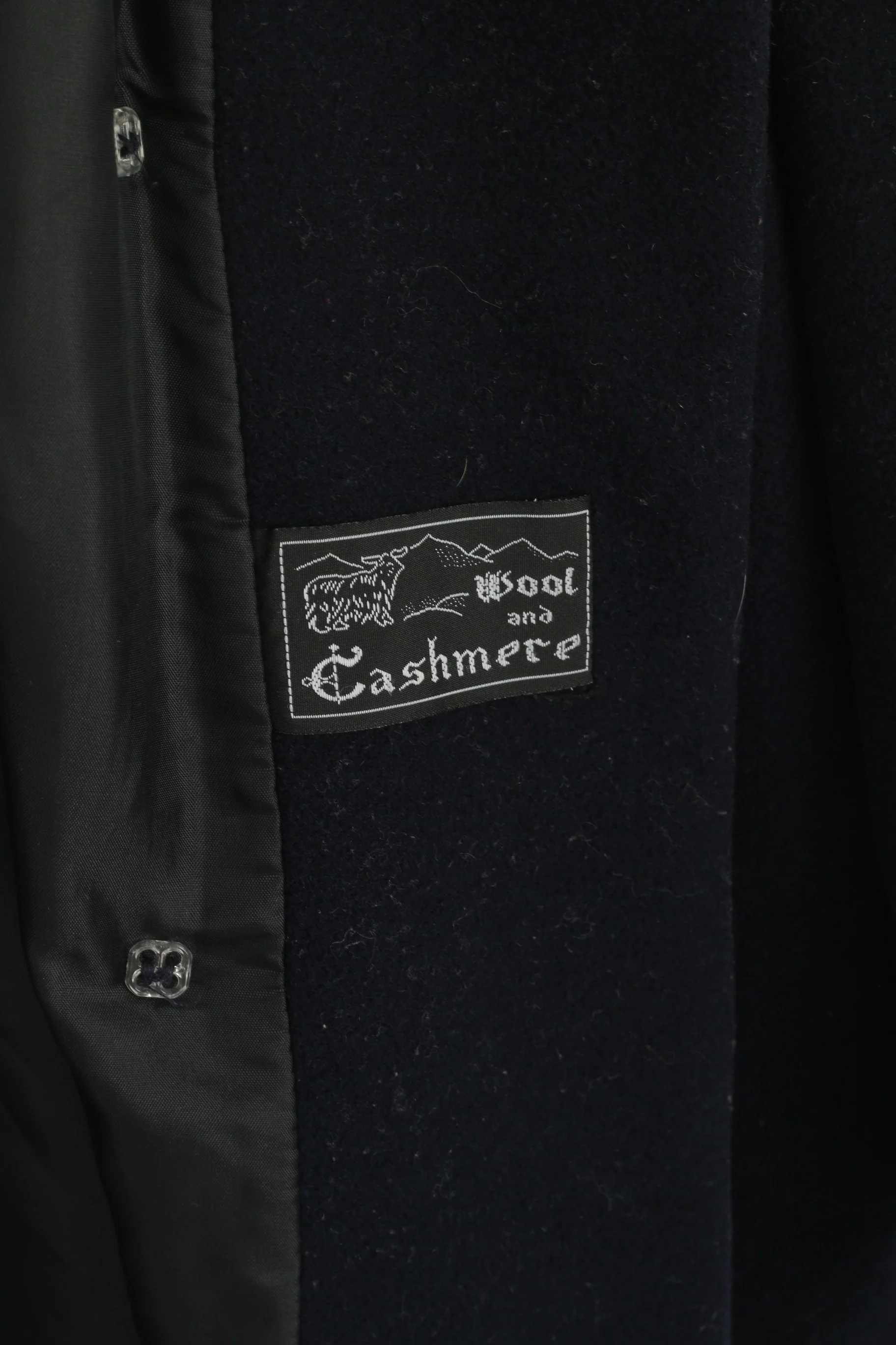 Berghaus Fashion Women XL Coat Navy Wool Cashmere Long Vintage Double Breasted - Image 6