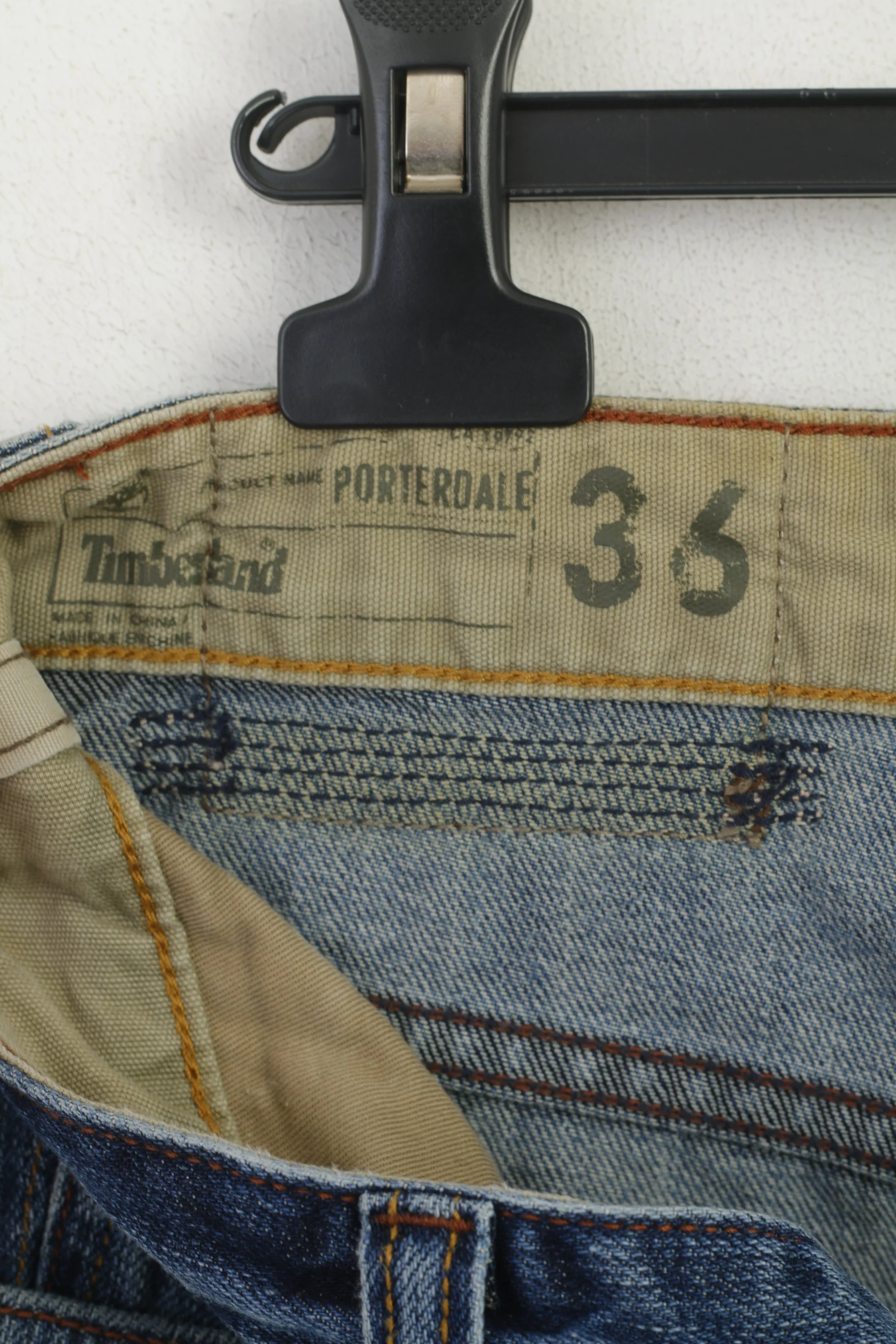 Timberland Men 36 Jeans Trousers Navy Denim Cotton Porterdale Vintage Straight - Image 2