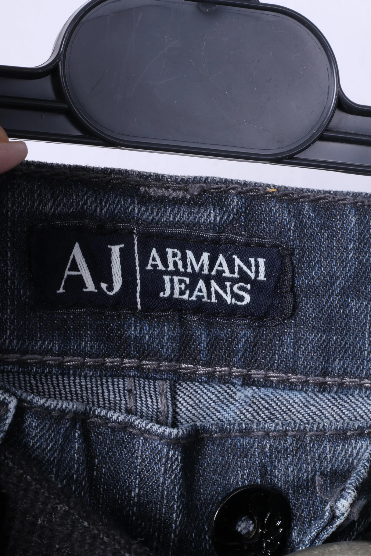 Armani Jeans Womens W27 L32 Trousers Navy Denim Cotton Straight Leg Pants - Image 4