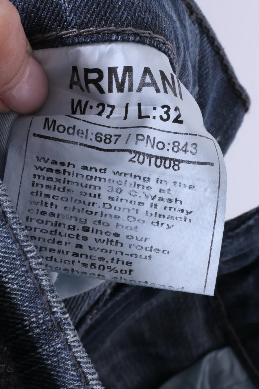 Armani Jeans Womens W27 L32 Trousers Navy Denim Cotton Straight Leg Pants - Image 5