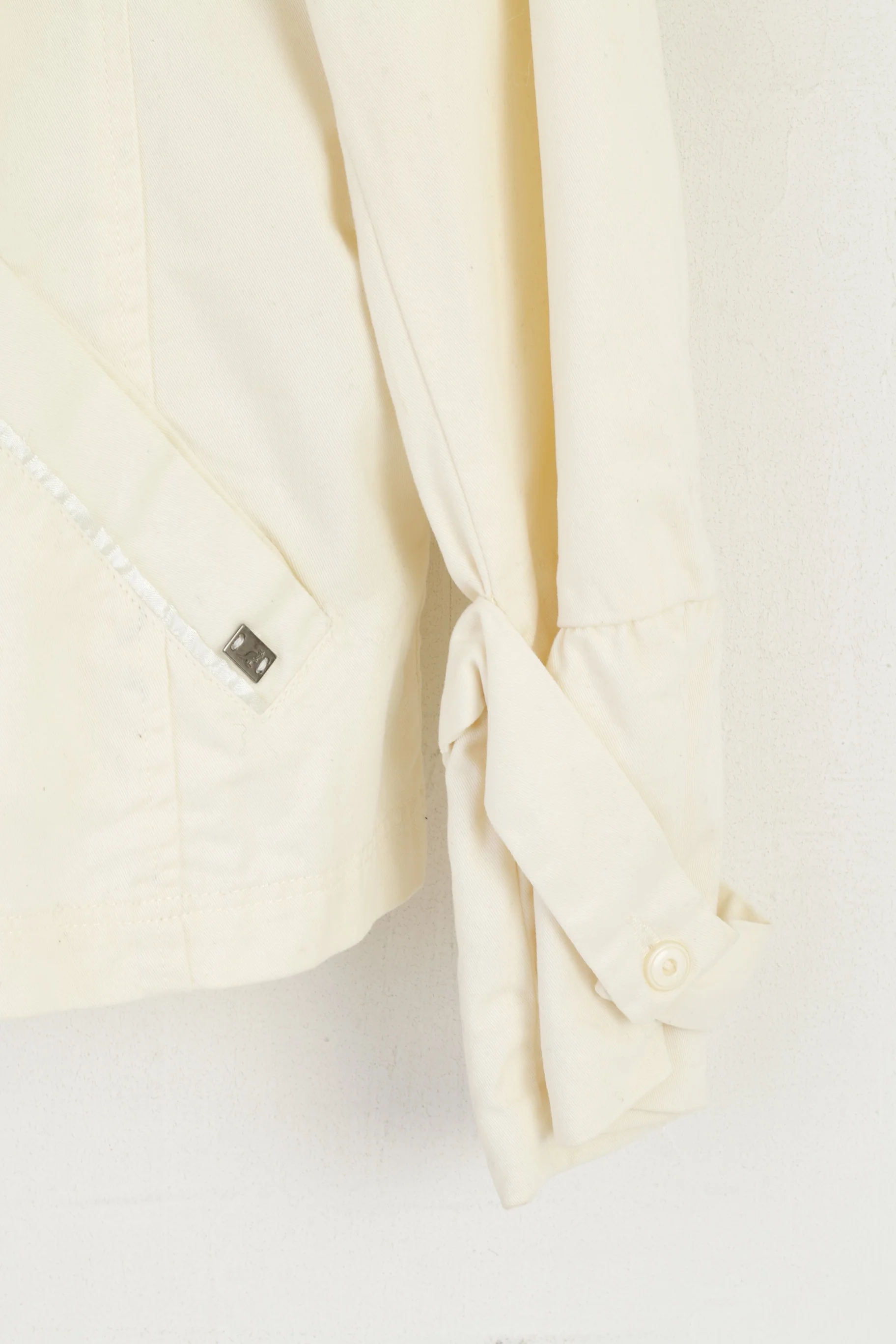 Kangol Women 14 L Jacket Cream Cotton Cropped Double Breasted Top - Image 3