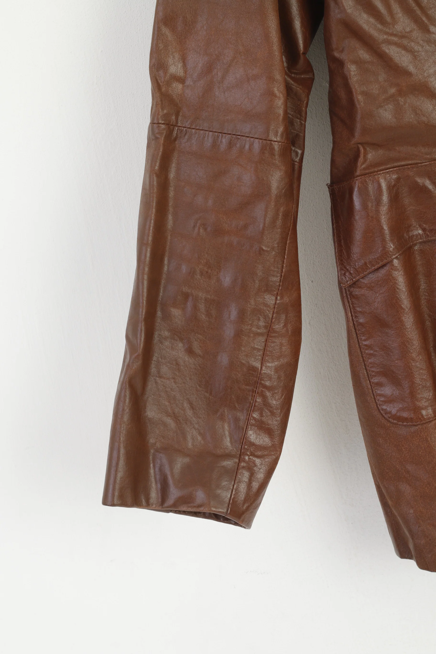 SIS by Sisters Women L (M) Jacket Brown Leather Vintage Single Breasted Blazer - Image 3