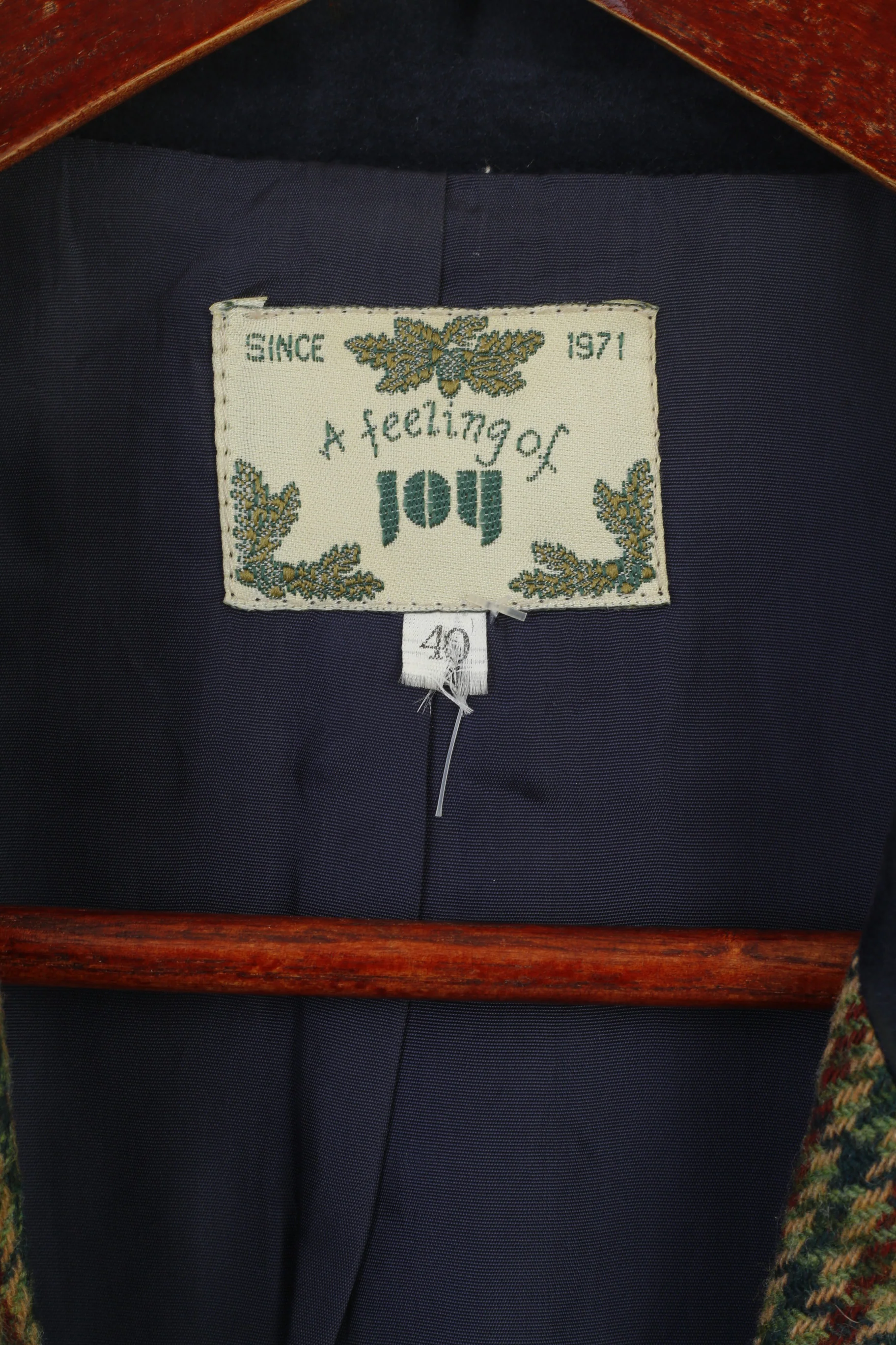 A Feeling Of Joy Women 40 M Blazer Green Houndstooth Vintage Single Breasted Jacket - Image 4