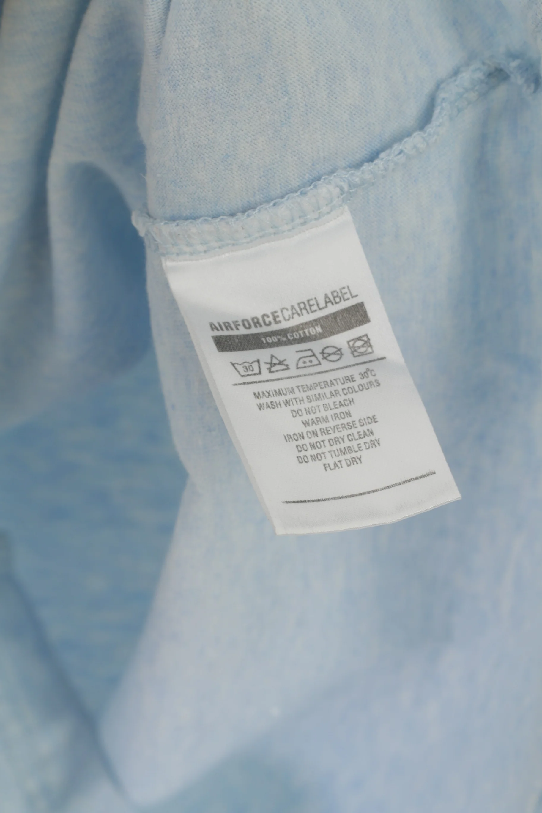 AirForce Men L (M) Shirt Blue Cotton V Neck 10 Anniversary Freedom Top - Image 5