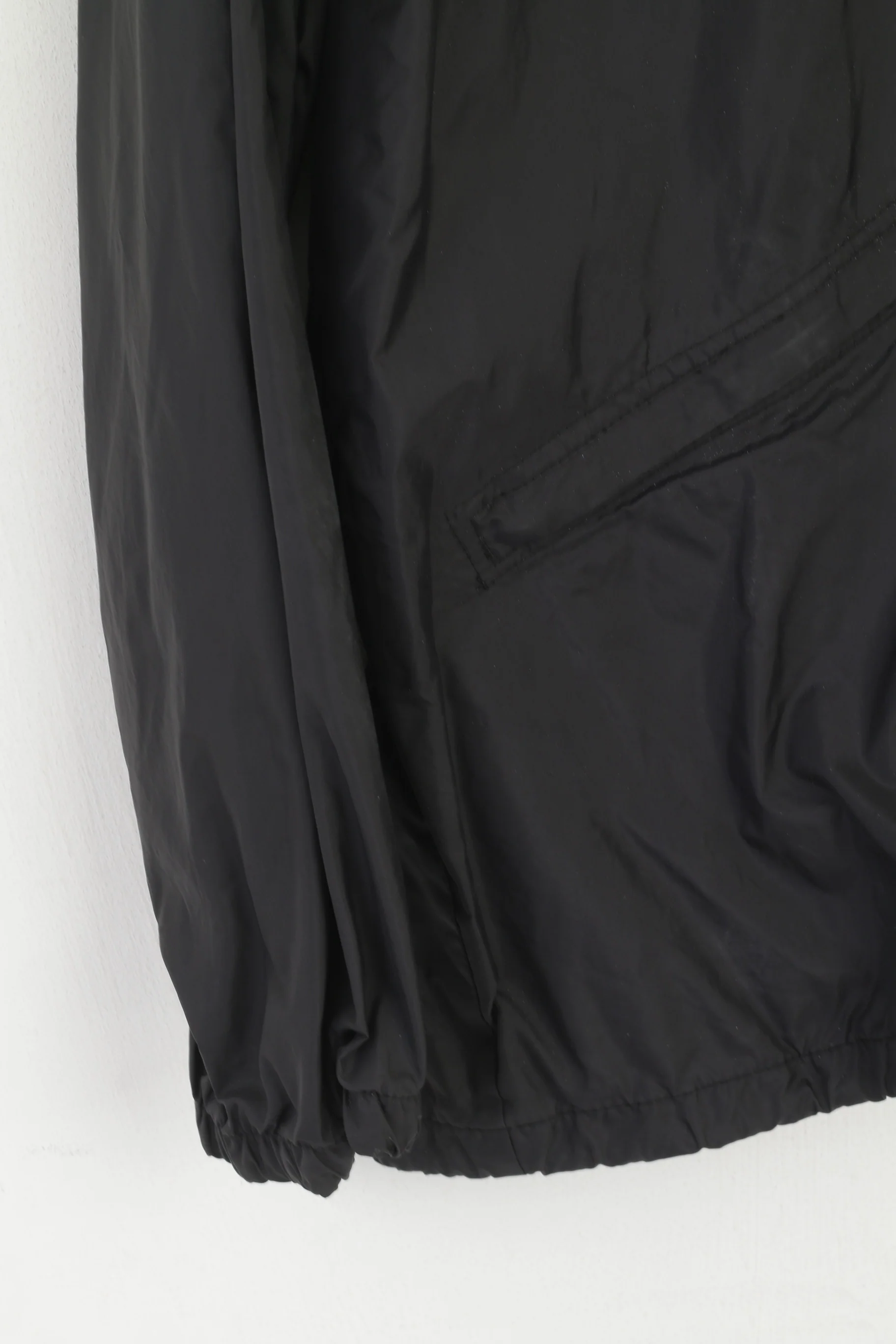 Uhlsport Men 54 L Jacket Black Vintage Nylon Waterproof Hidden Hood Sport Top - Image 3