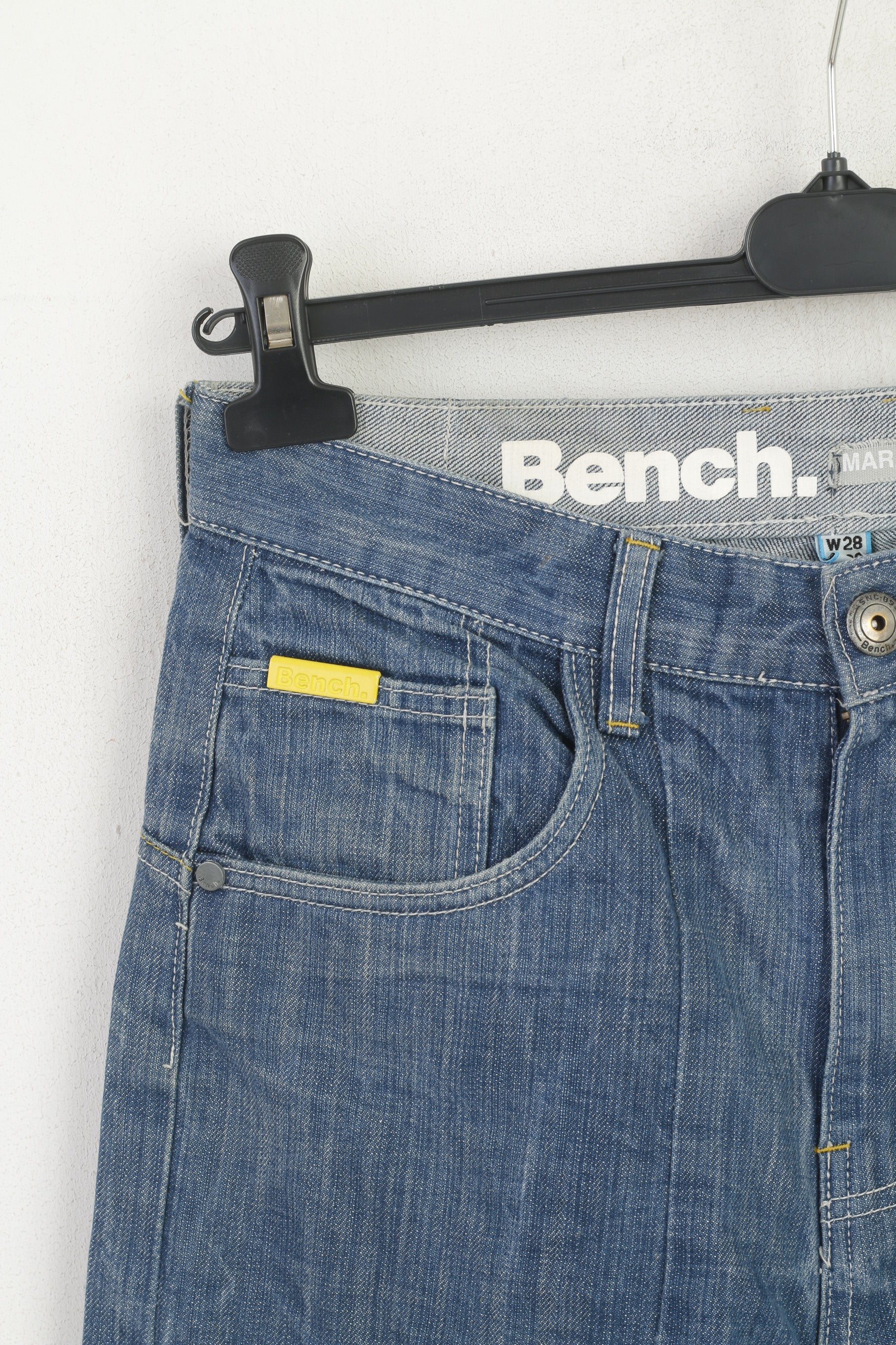 Bench Men 28 Jeans Trousers Blue Denim Cotton Marathon V2 Wash Pants - Image 2