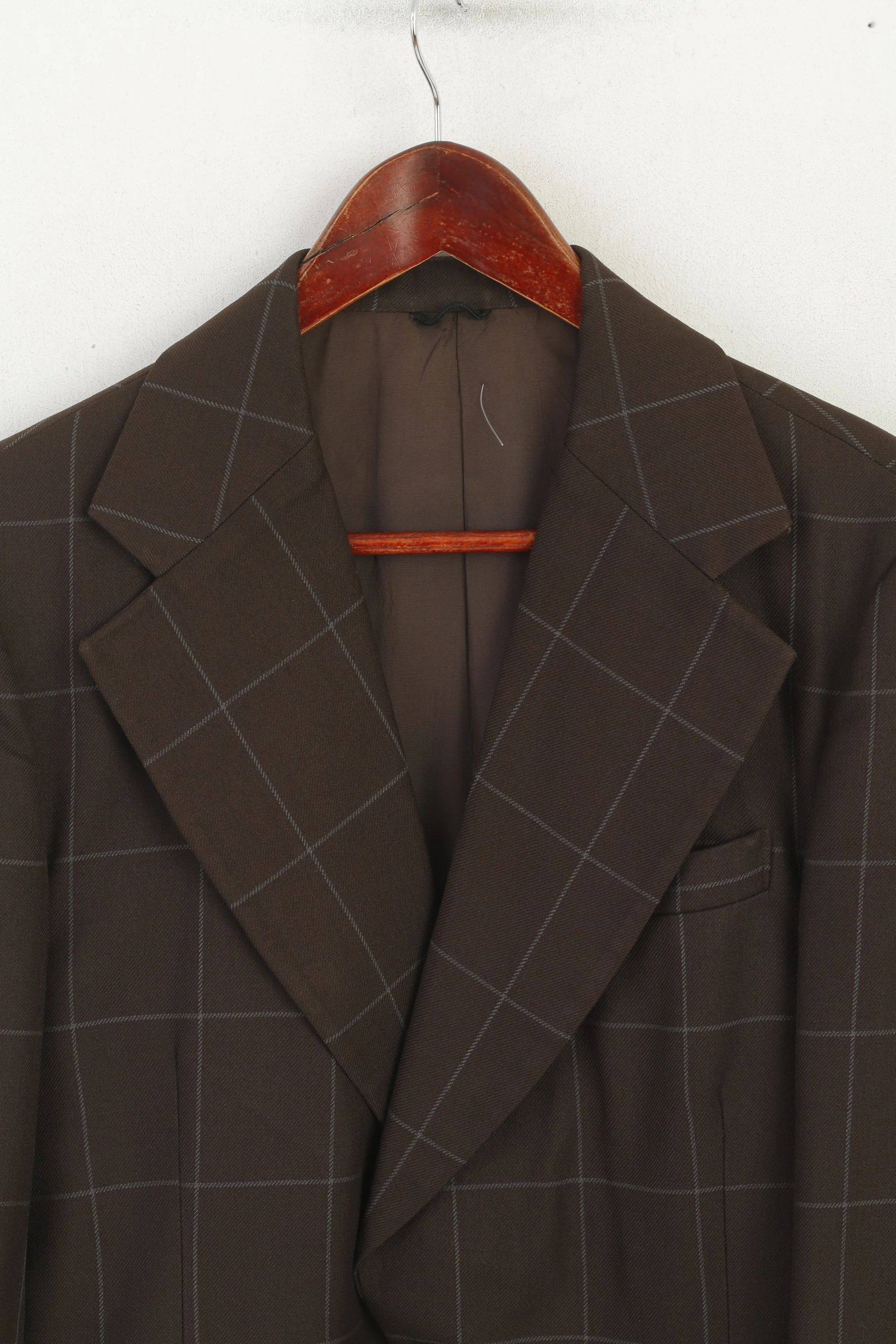 Vintage Men S Blazer Brown Check Terylene Wool Blend Single Breasted Jacket - Image 2
