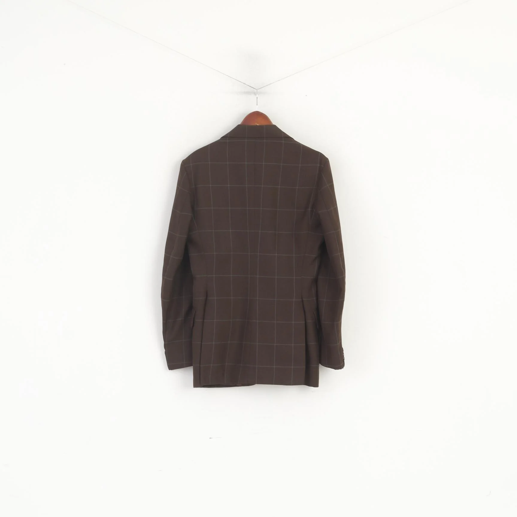 Vintage Men S Blazer Brown Check Terylene Wool Blend Single Breasted Jacket - Image 5