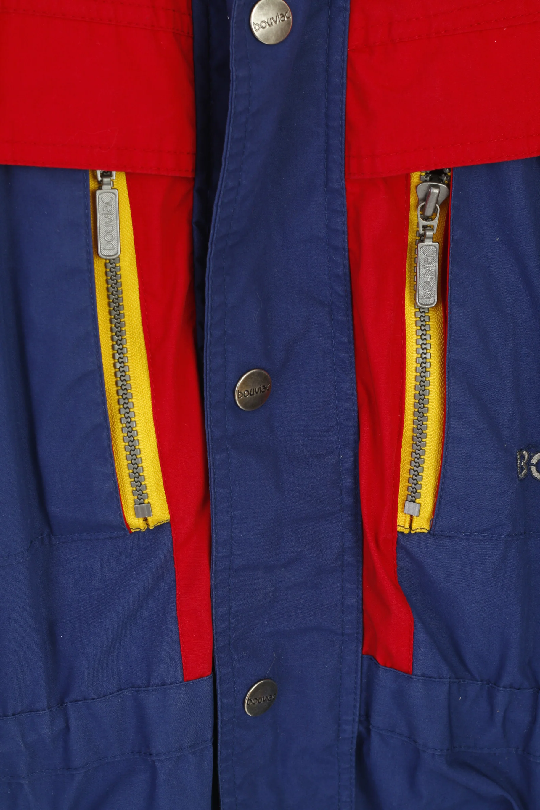 Bouviac Sportswear Mens XL Jacket Navy Vintage Hidden Hood Outdoor Parka Top - Image 4