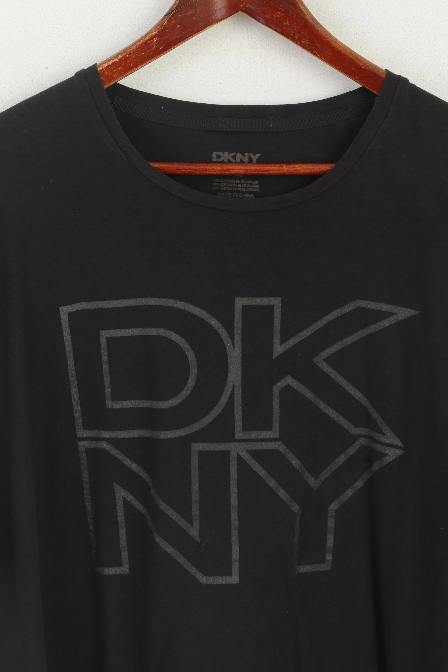 DKNY Men XL T- Shirt Black Cottopn Soft Big Logo Stretch Short Sleeve Top - Image 2