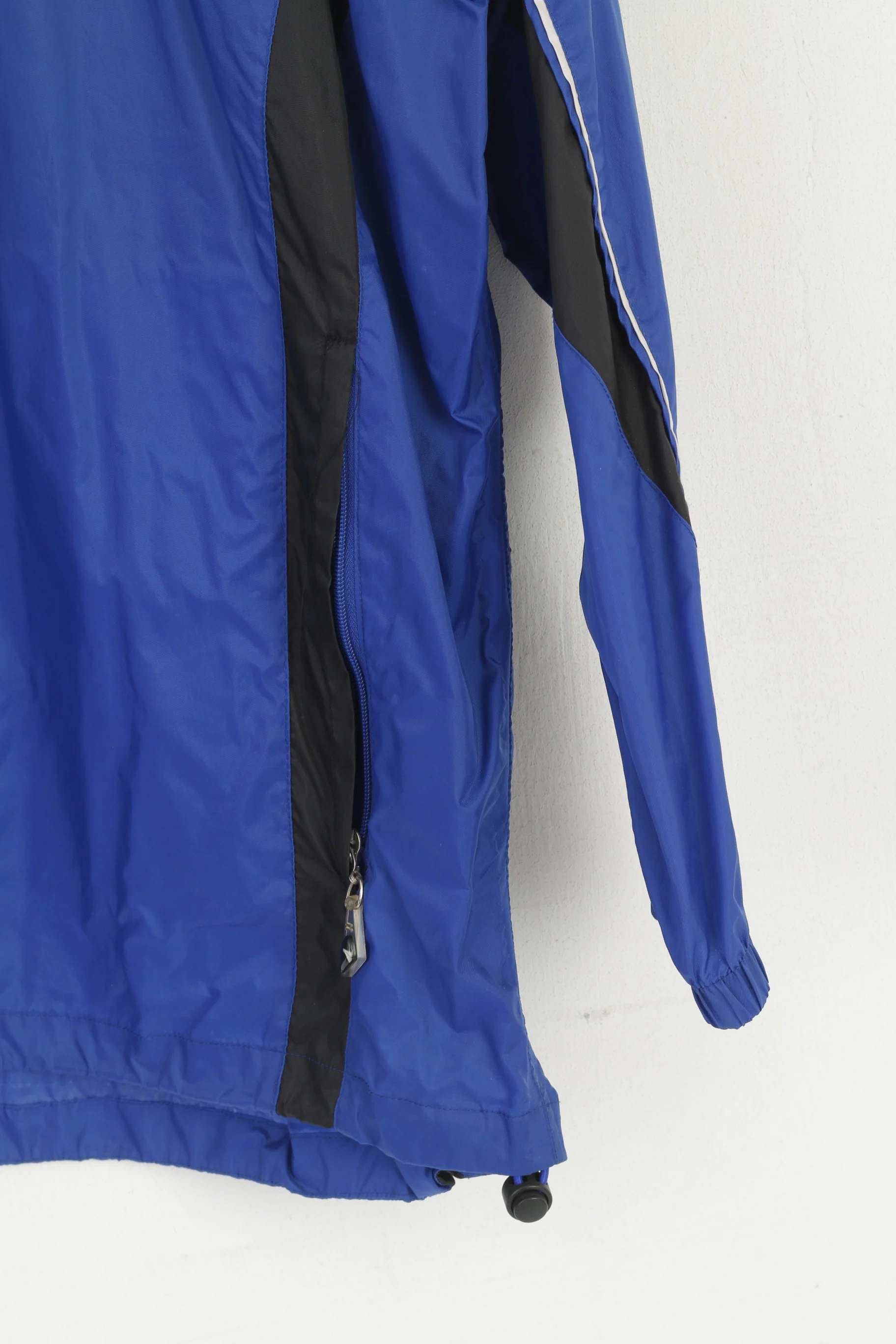 Jako Men L Jacket Blue Nylon Waterproof Hidden Hood Packable Lightweight Top - Image 3