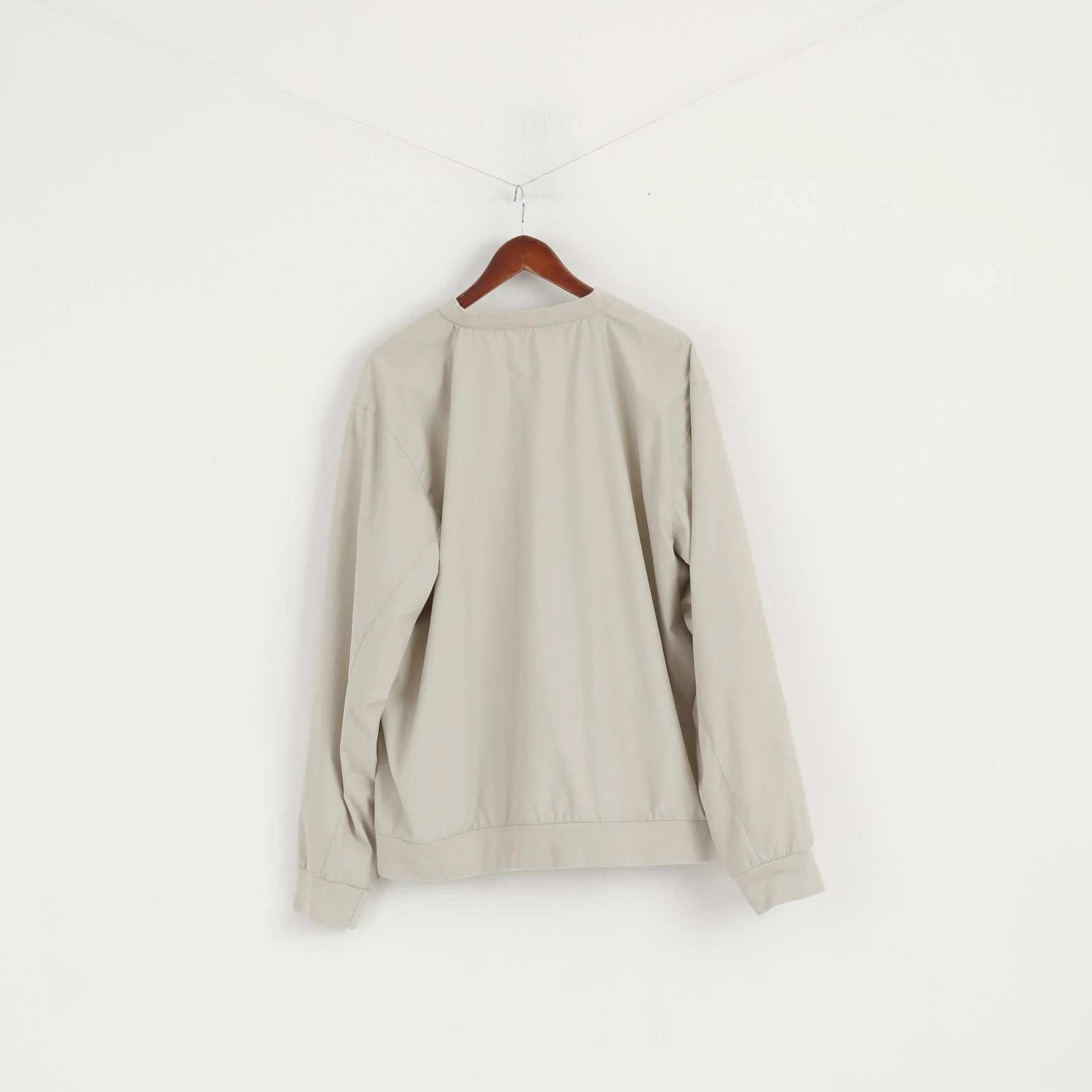 Hilfiger Athletics Men XL Pullover Jacket Beige V Neck Blouse Sport Mesh Lined Active Top - Image 6