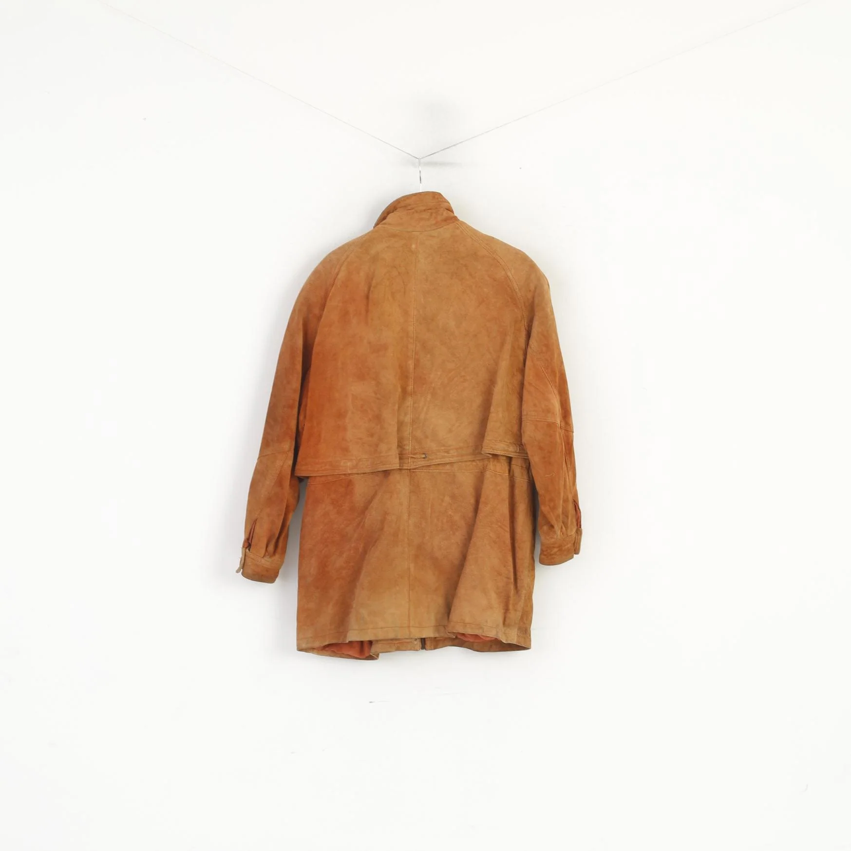 Vroom & Dreesmann Women 42 16 XL Jacket Camel Leather Vintage Shoulder Pads Top - Image 9