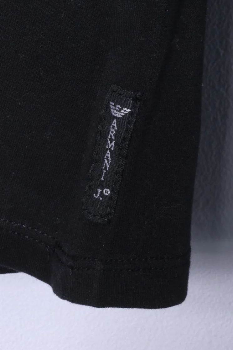 Armani Jeans Women 12 8 S Long Sleeved Shirt Black Cotton Stretch Logo Top - Image 5