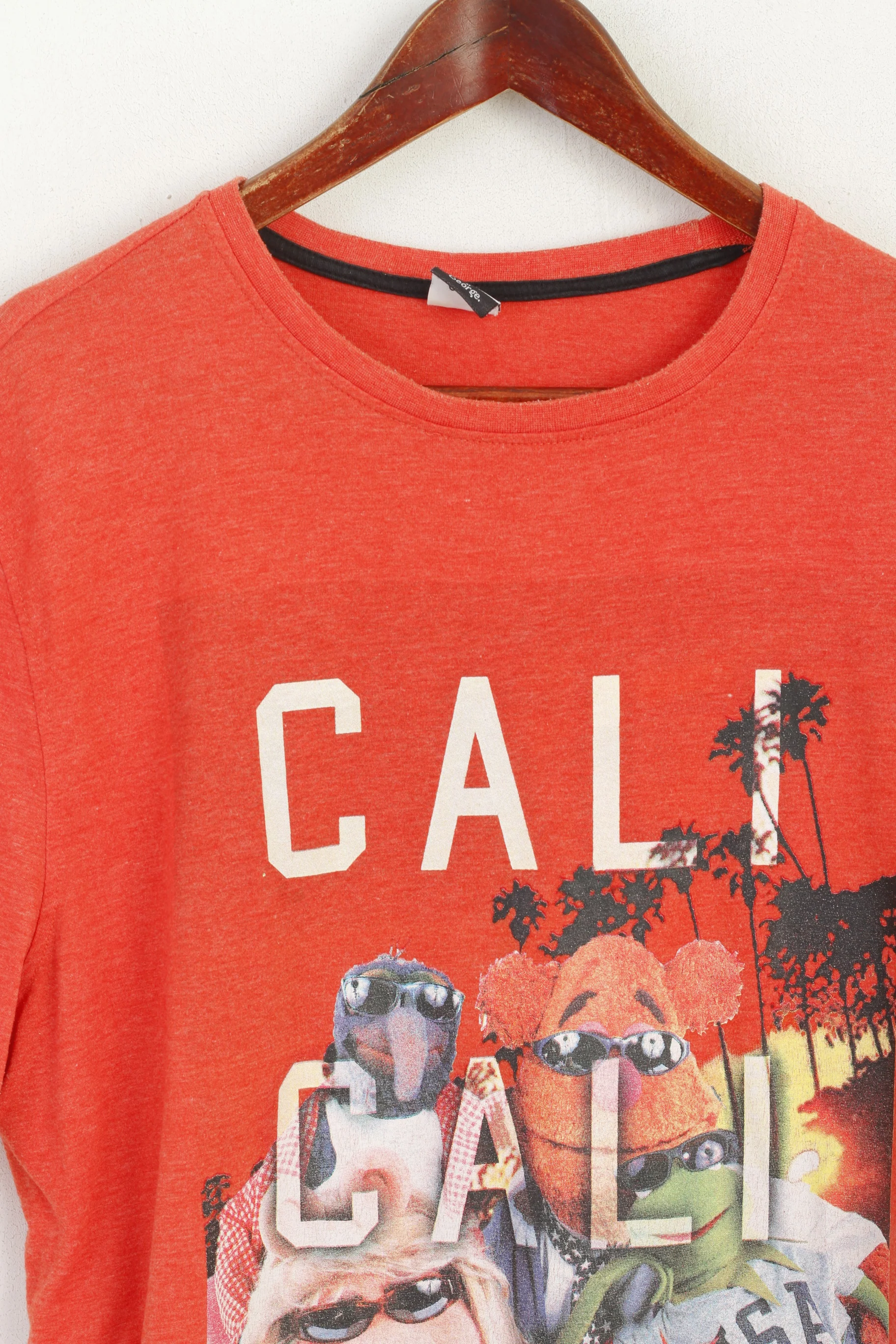 Disney at George Men L T-Shirt Orange Graphic Cotton Muppets Cali Top - Image 2