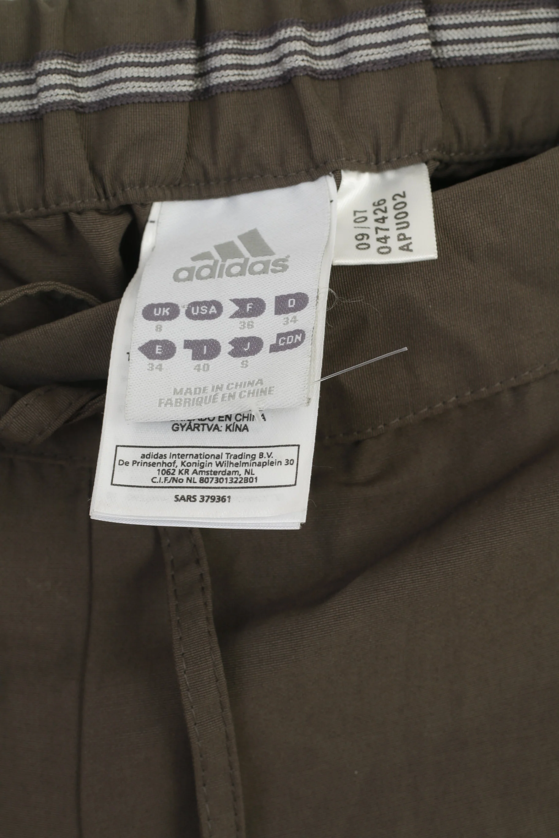 Adidas Women 8 36 S Cropped Pants Brown Cotton Sportswear Capri - Image 3