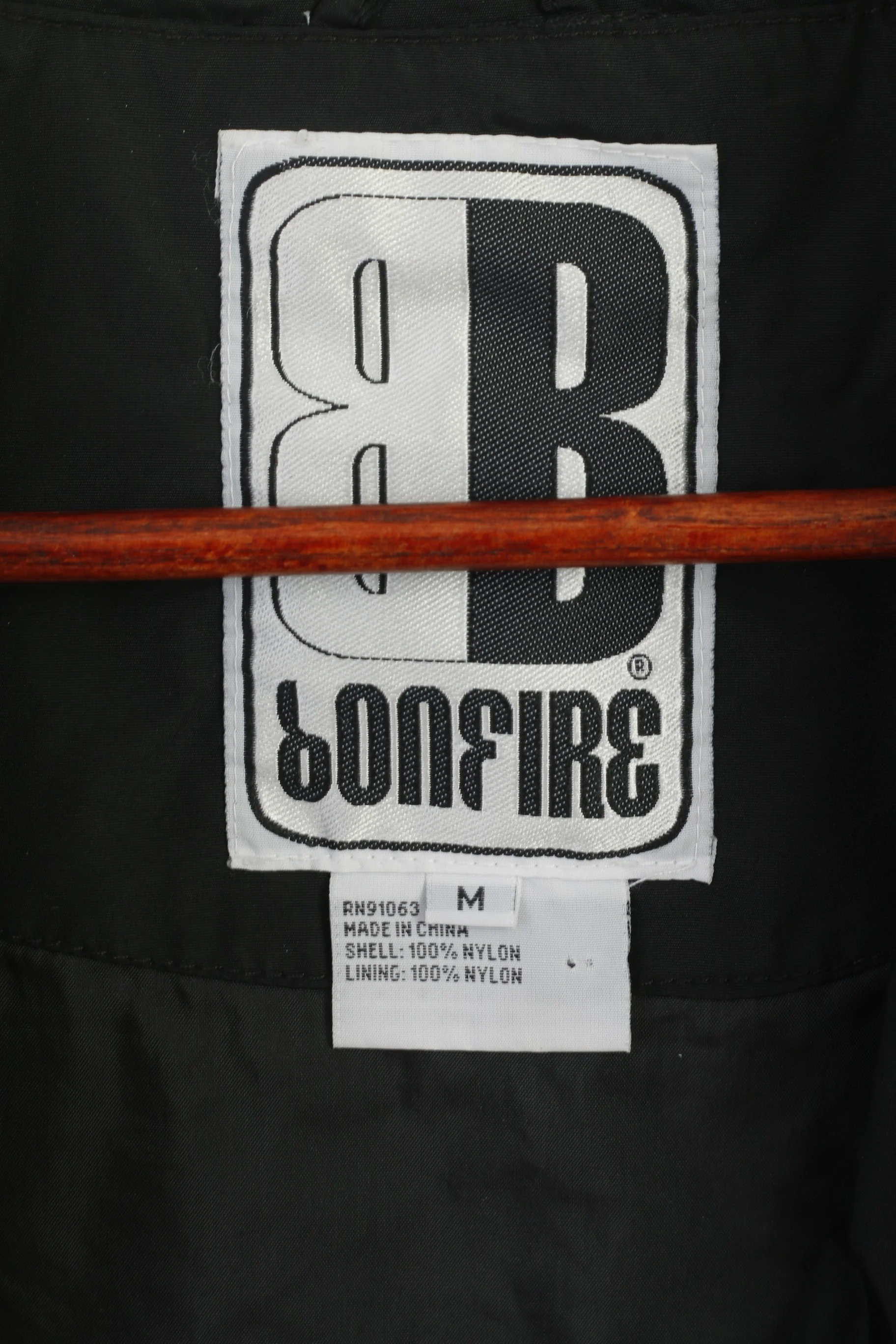 Bonfire Men M Jacket Black Nylon Lightweight Popper Buttons Classic Top - Image 4