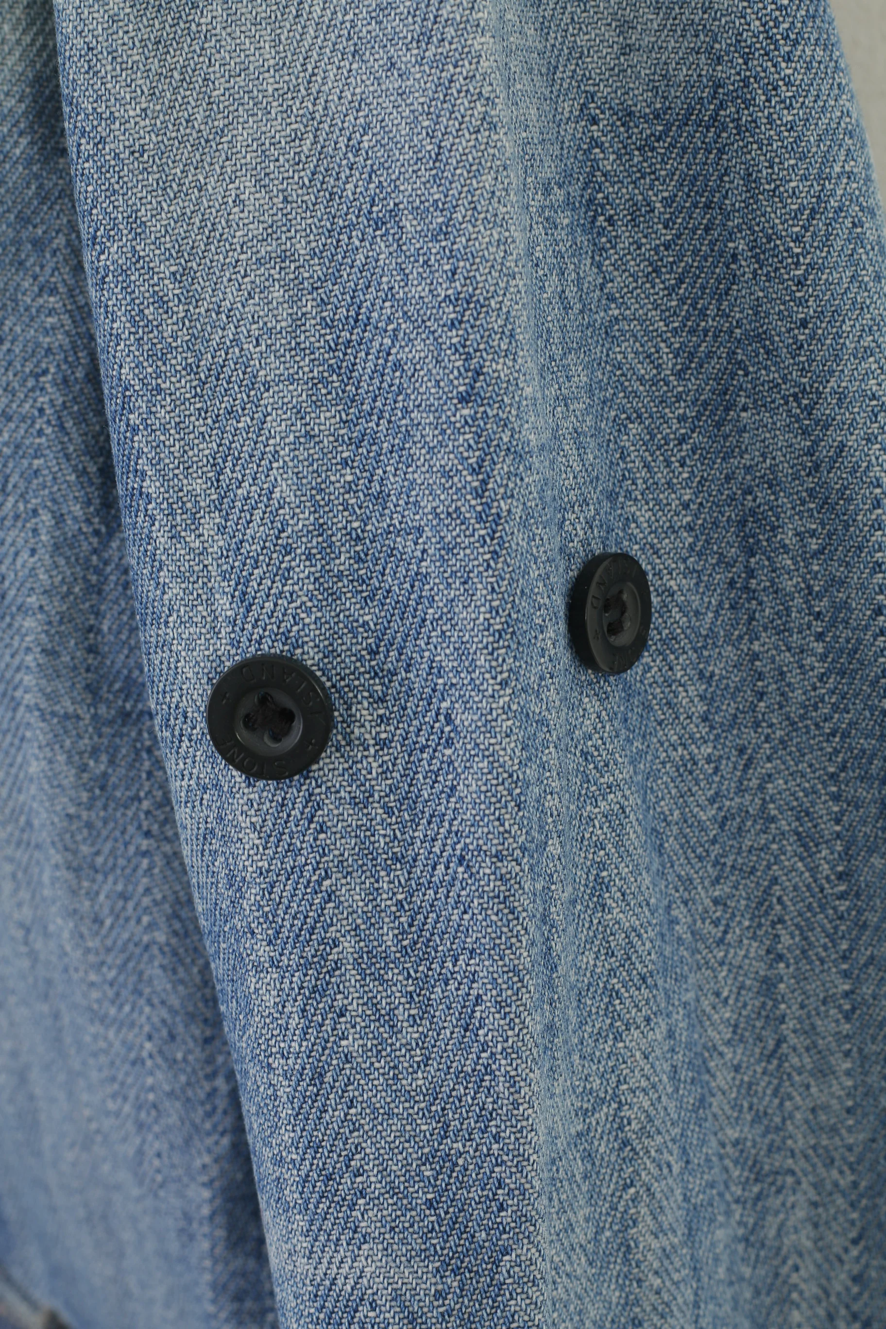 Stone Island Men M Denim Jacket Blue Vintage Cotton Wash Jeans Top - Image 4