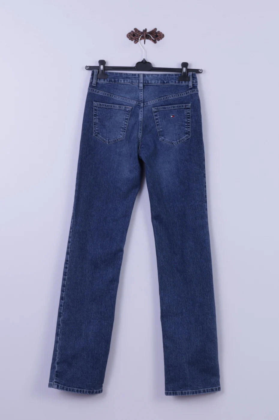 Tommy Hilfiger Womens 4 Trousers Navy Cotton Blend Bootcut Long Denim Pants - Image 7