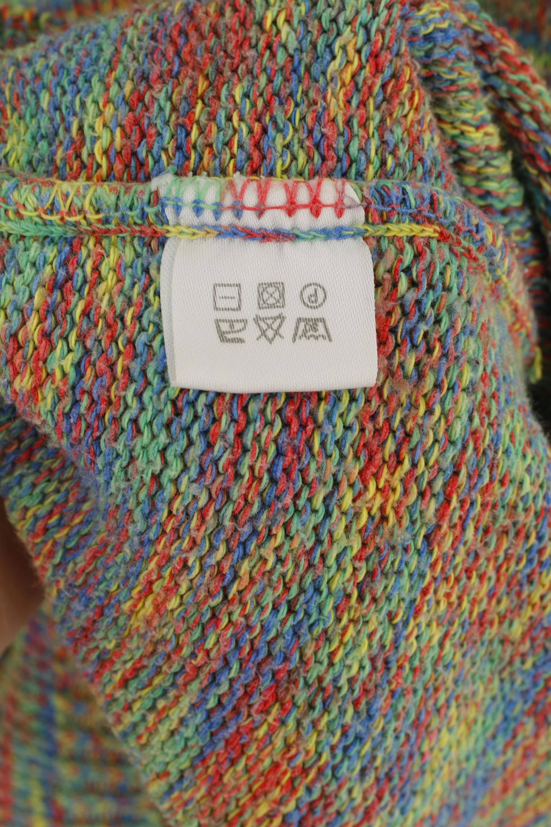 Vintage Women XL Jumper Multicolour Cotton Zip Neck Shoulder Pads Sweater - Image 5