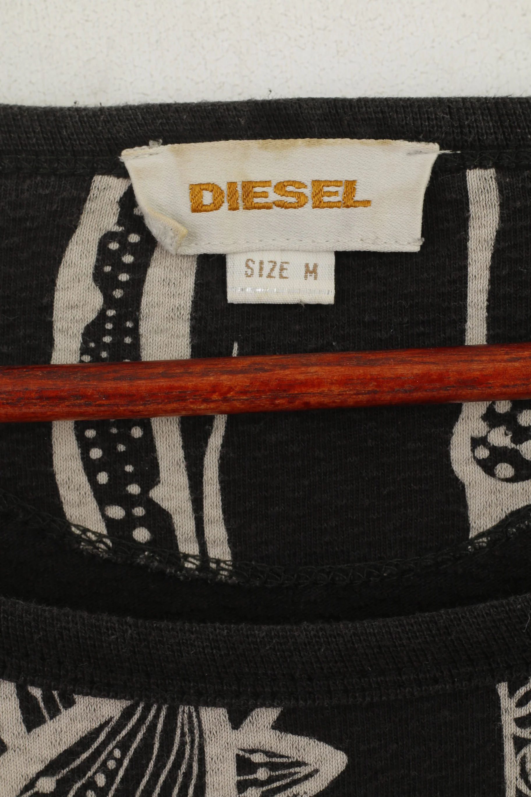 Diesel Women M Sweatshirt Black Cotton Vintage Oversize Bat Printed Top - Image 4