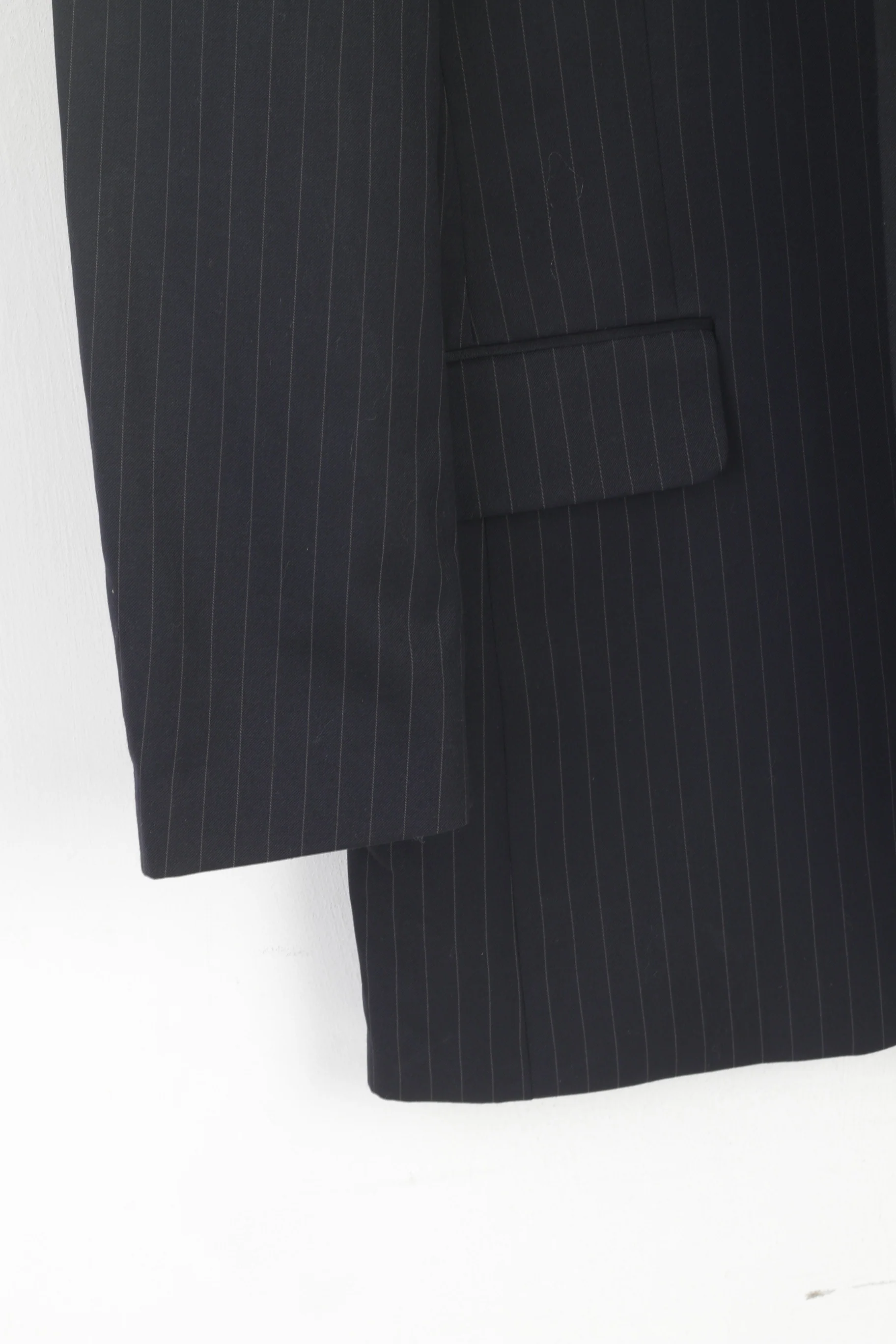 Roy Robson Men 38 Blazer Black Striped 100% Wool Italy Single Breasted Jacket - Image 3