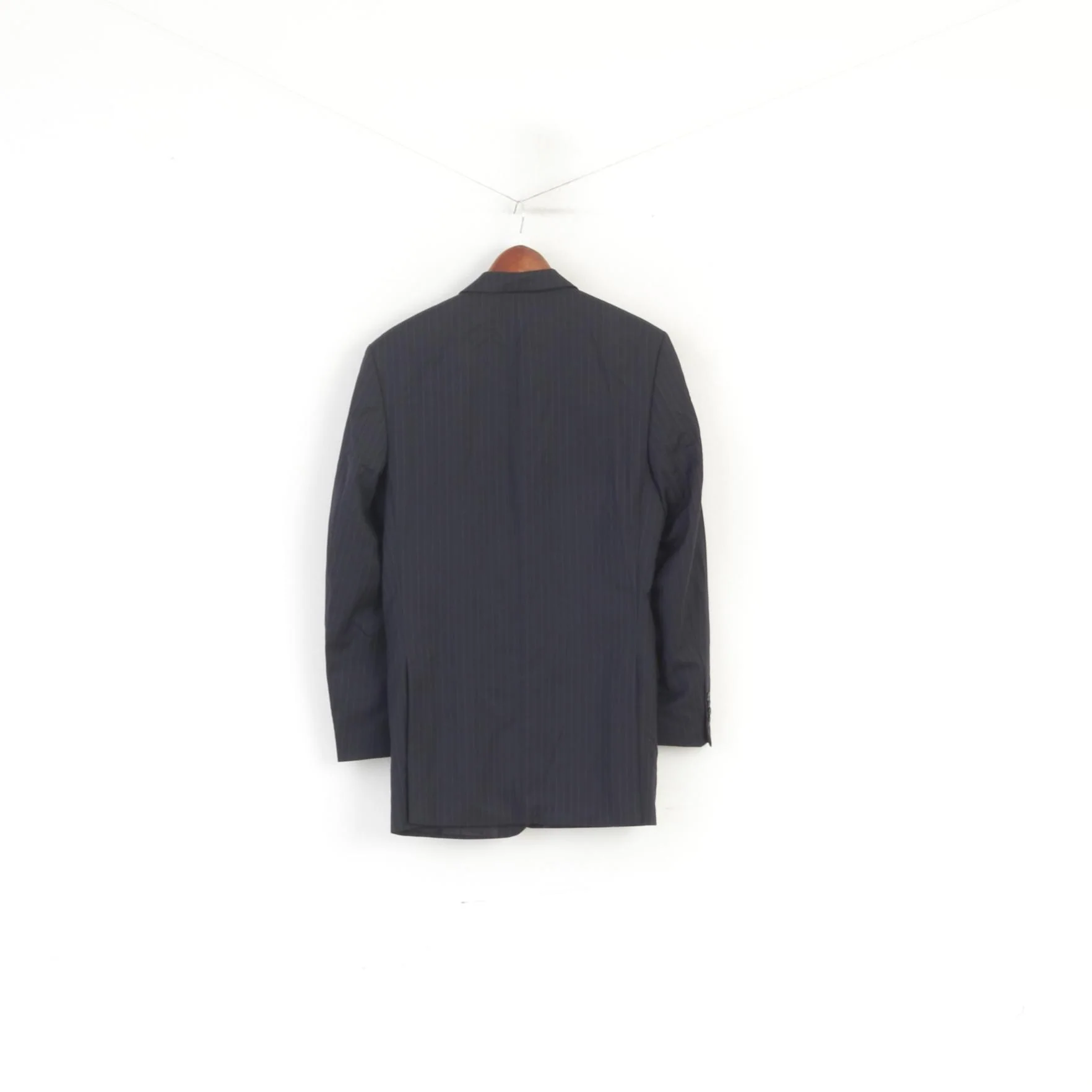 Roy Robson Men 38 Blazer Black Striped 100% Wool Italy Single Breasted Jacket - Image 6