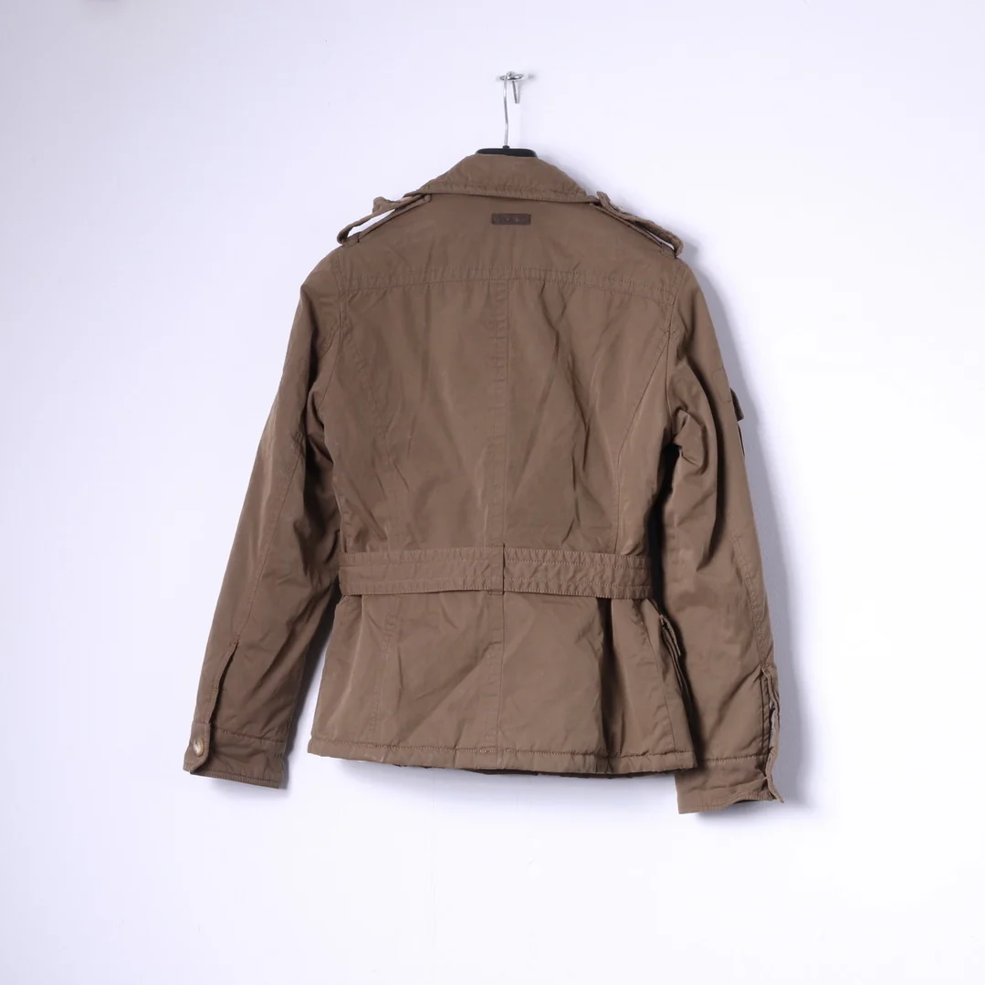 Marlboro Classics Women 44 S/M Jacket Green Cotton Padded Double Breasted Belted Top - Image 10