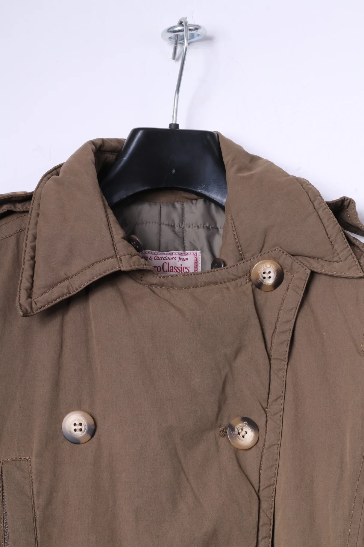Marlboro Classics Women 44 S/M Jacket Green Cotton Padded Double Breasted Belted Top - Image 2