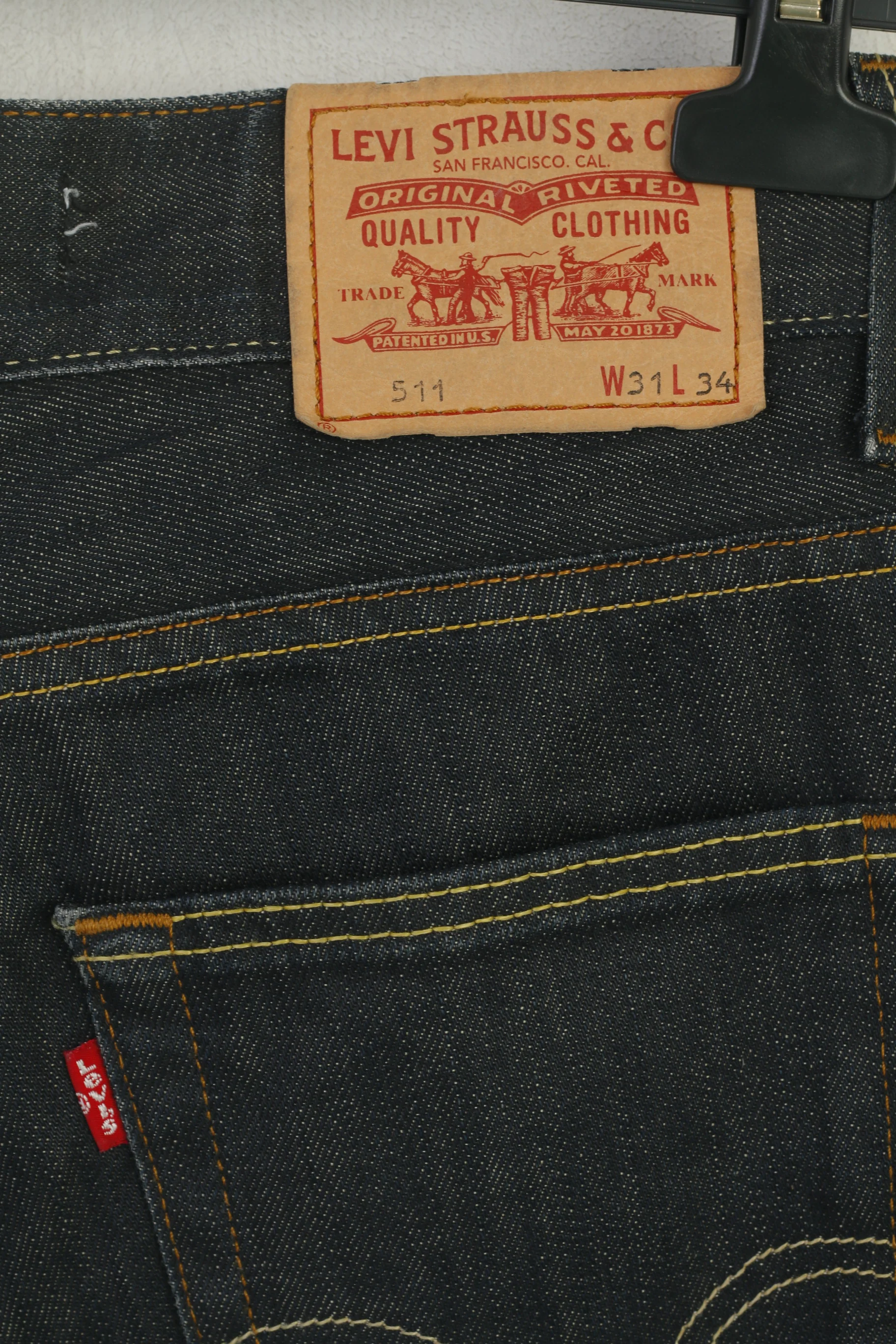 Levi's 511 Men 31 Jeans Trousers Navy Cotton Slim Denim Classic Pants - Image 5
