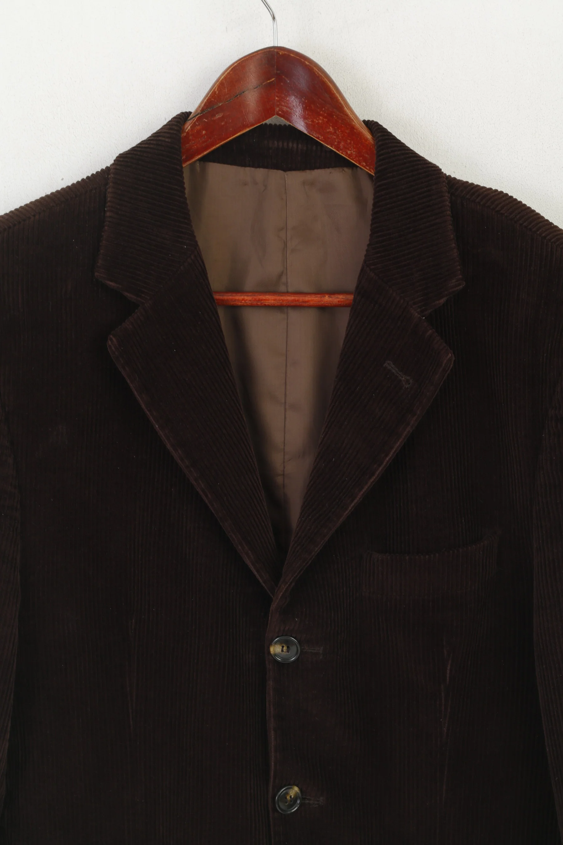 Renzo Cavalli Men 38 Blazer Brown Corduroy Cotton Vintage Single Breasted Jacket - Image 2
