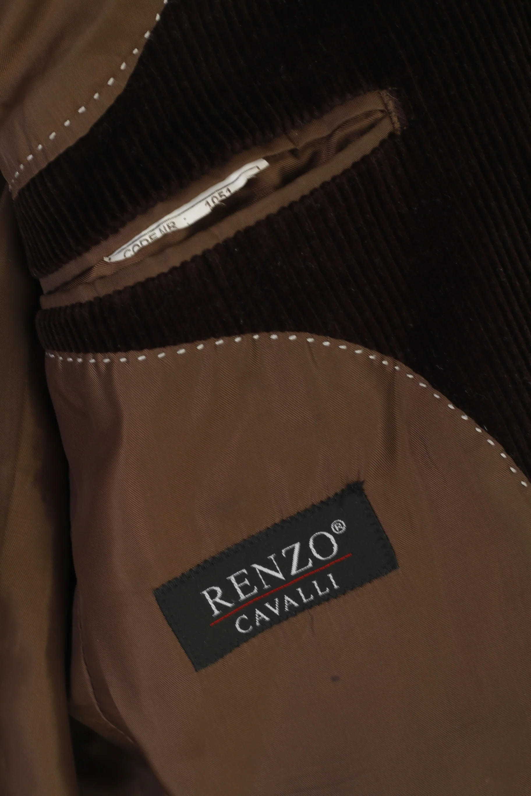 Renzo Cavalli Men 38 Blazer Brown Corduroy Cotton Vintage Single Breasted Jacket - Image 4