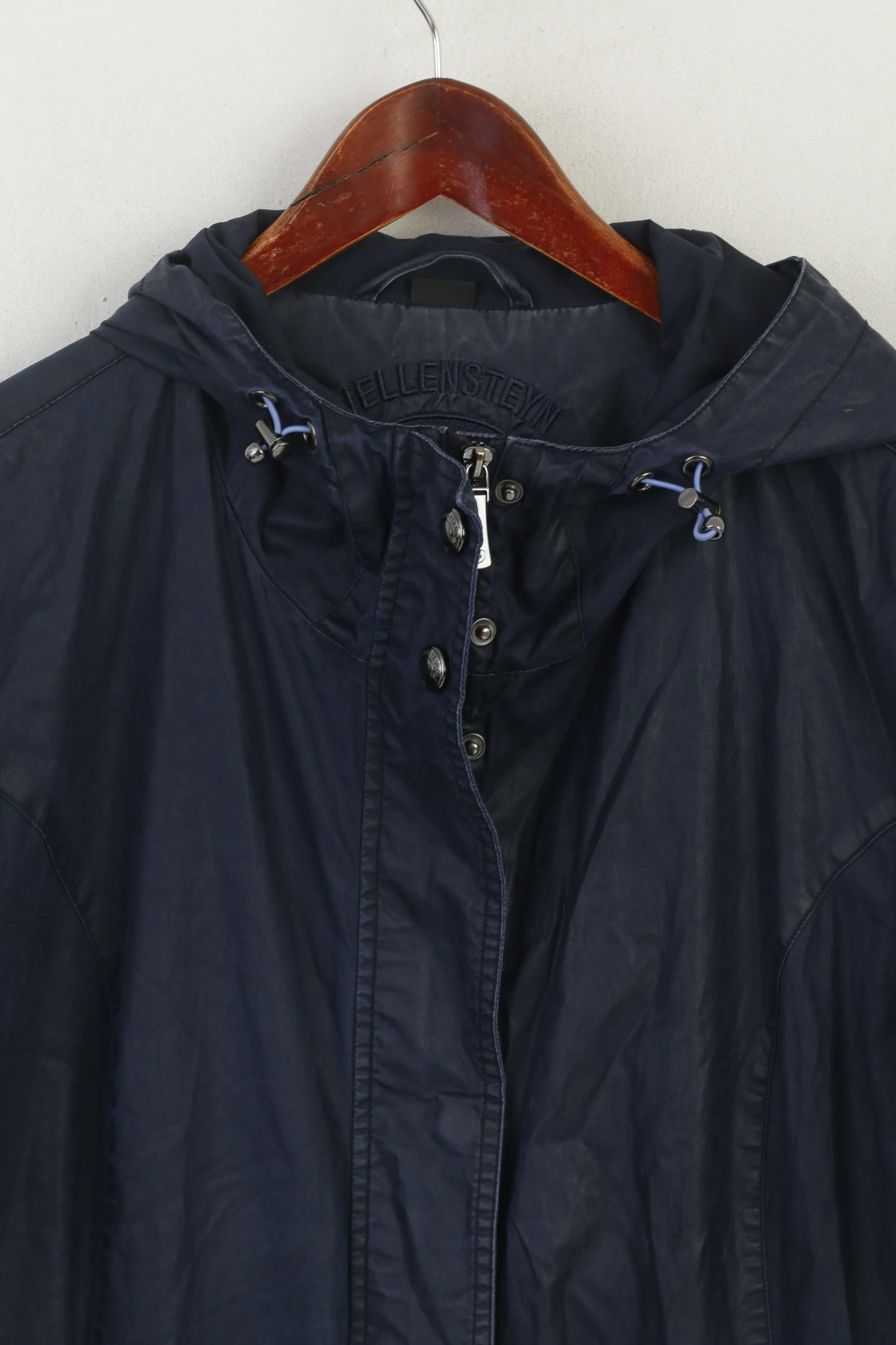 Wellensteyn Women XL Jacket Tarent Navy Shiny Full Zipper Cotton Hodded Parka - Image 2