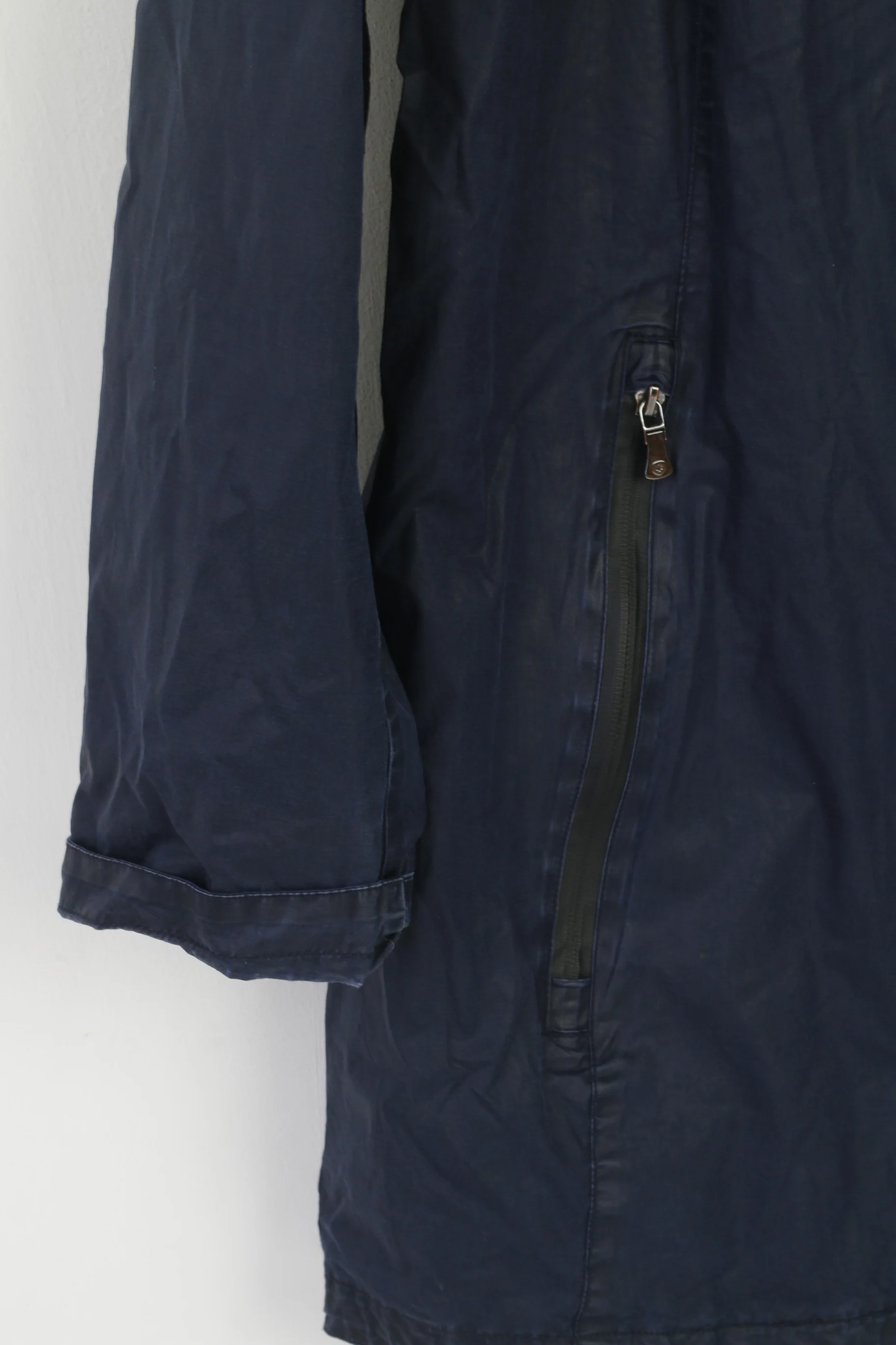 Wellensteyn Women XL Jacket Tarent Navy Shiny Full Zipper Cotton Hodded Parka - Image 3