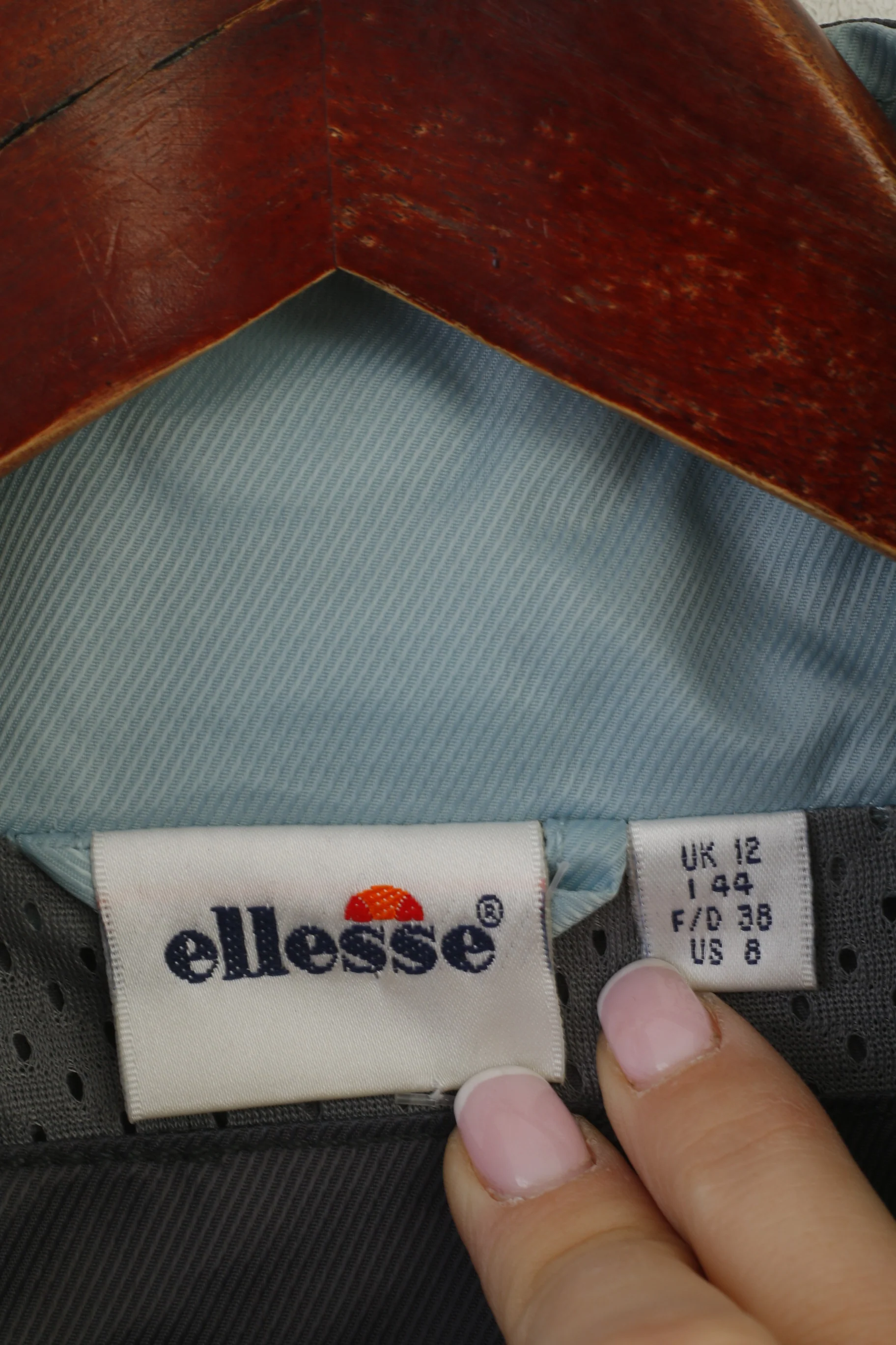 Ellesse Women 12 M Jacket Gray Shiny Lightweight Windbreaker Full Zip Top - Image 4
